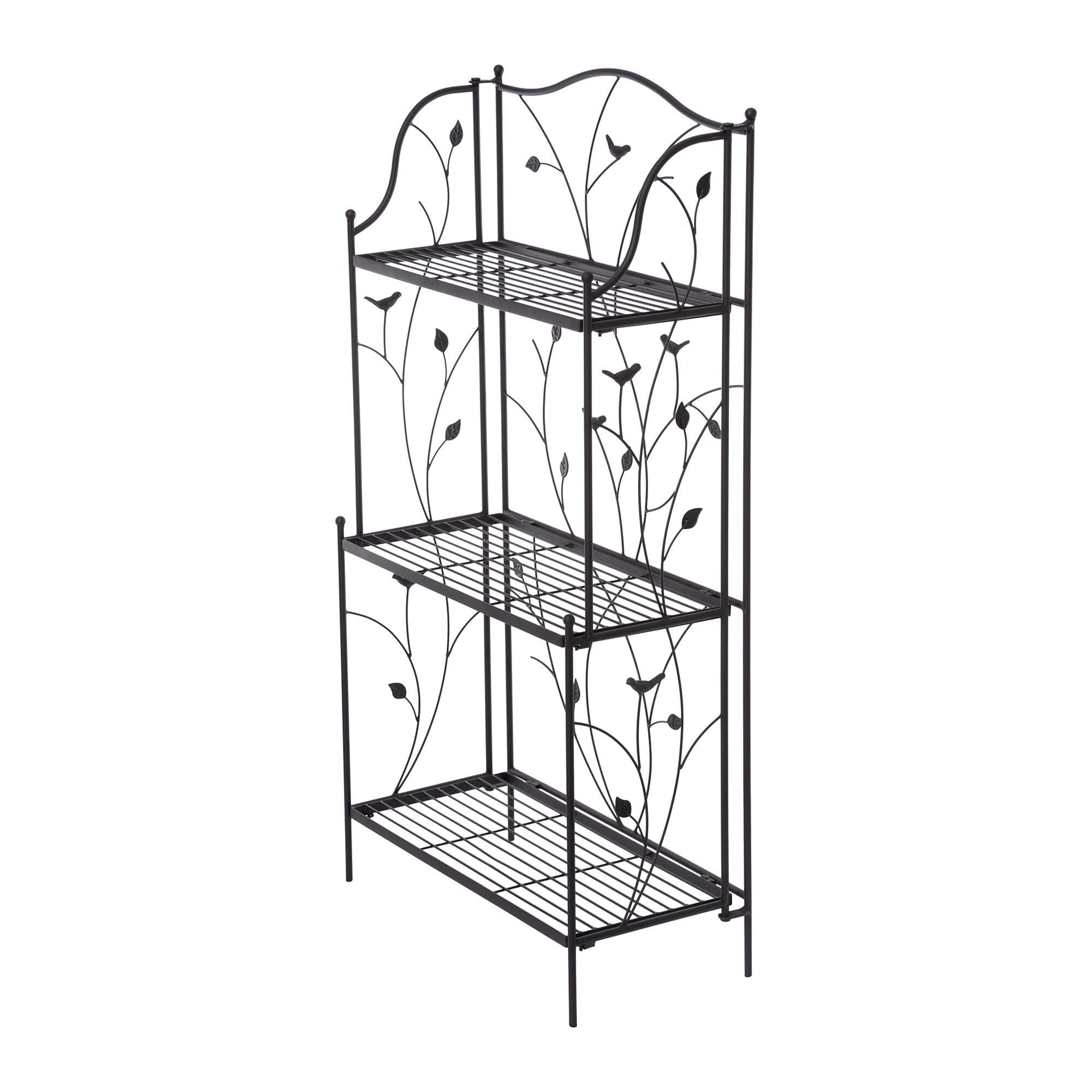 Glitzhome&#xAE; 3-Tier Black Metal Plant Stand