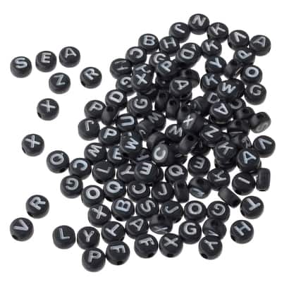Black Alphabet Circular Beads By Creatology™ image