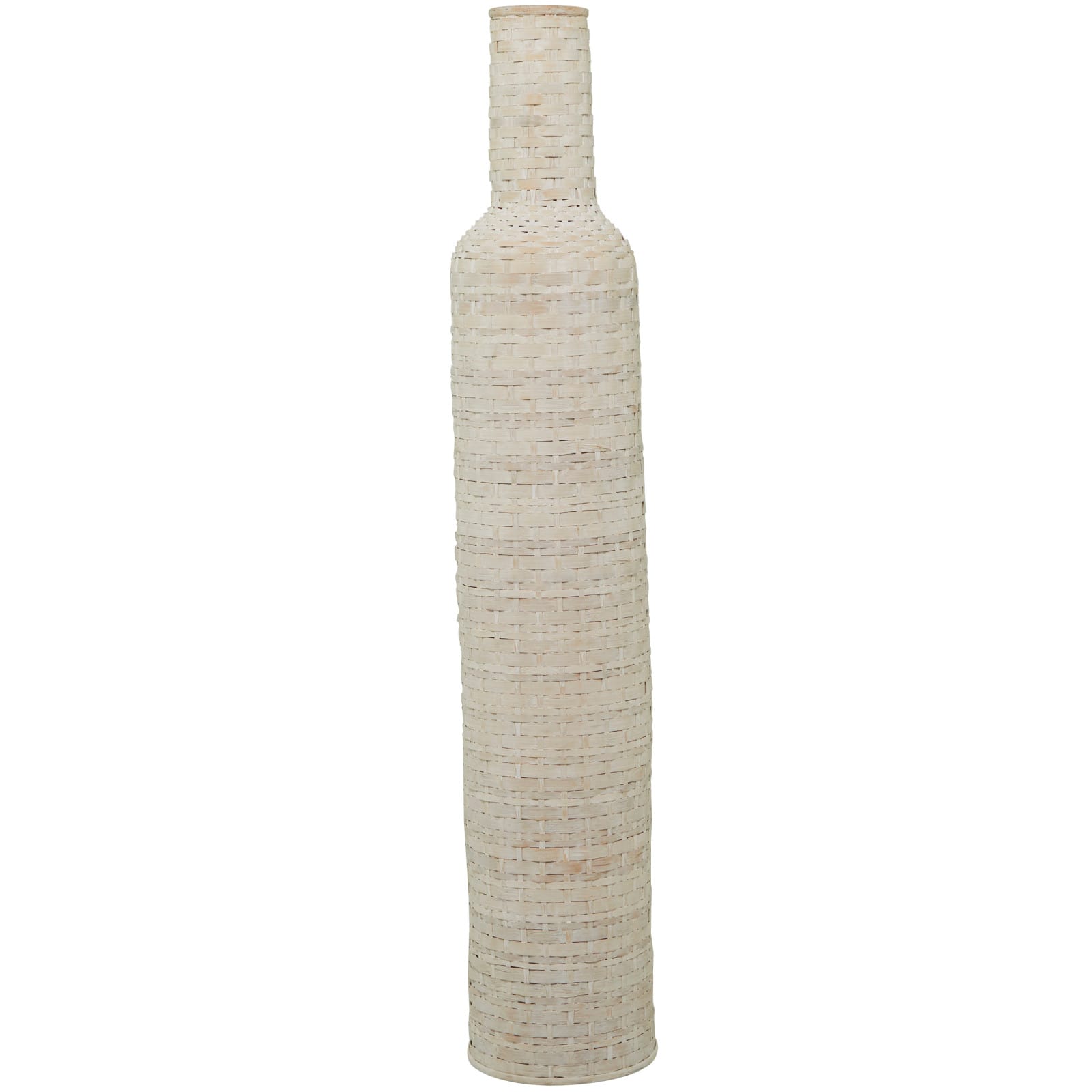 White Bamboo Tall Woven Floor Vase 9&#x22; x 9&#x22; x 48&#x22;