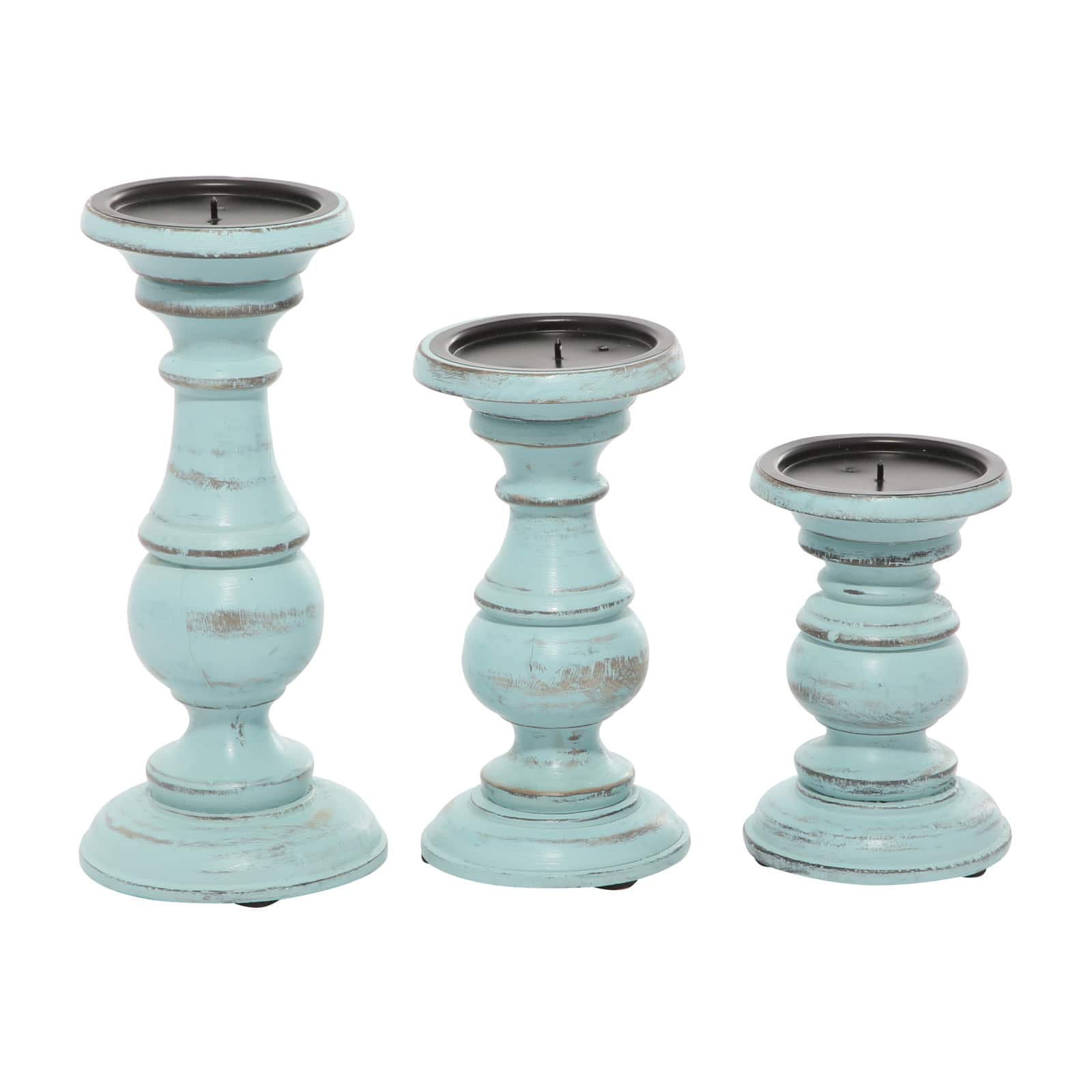 Mango Wood Traditional Candle Holder Set