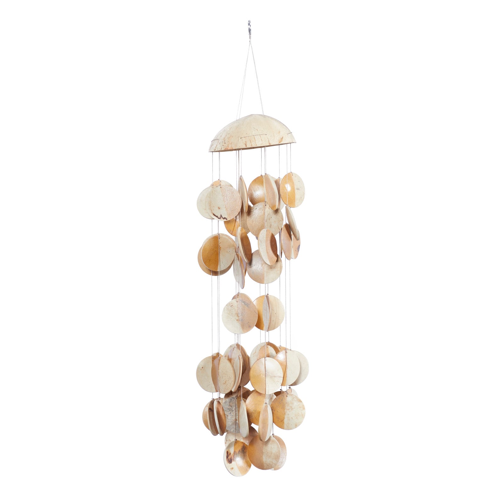 Gold Coconut shells Coastal Windchime, 5&#x22; x 17&#x22;