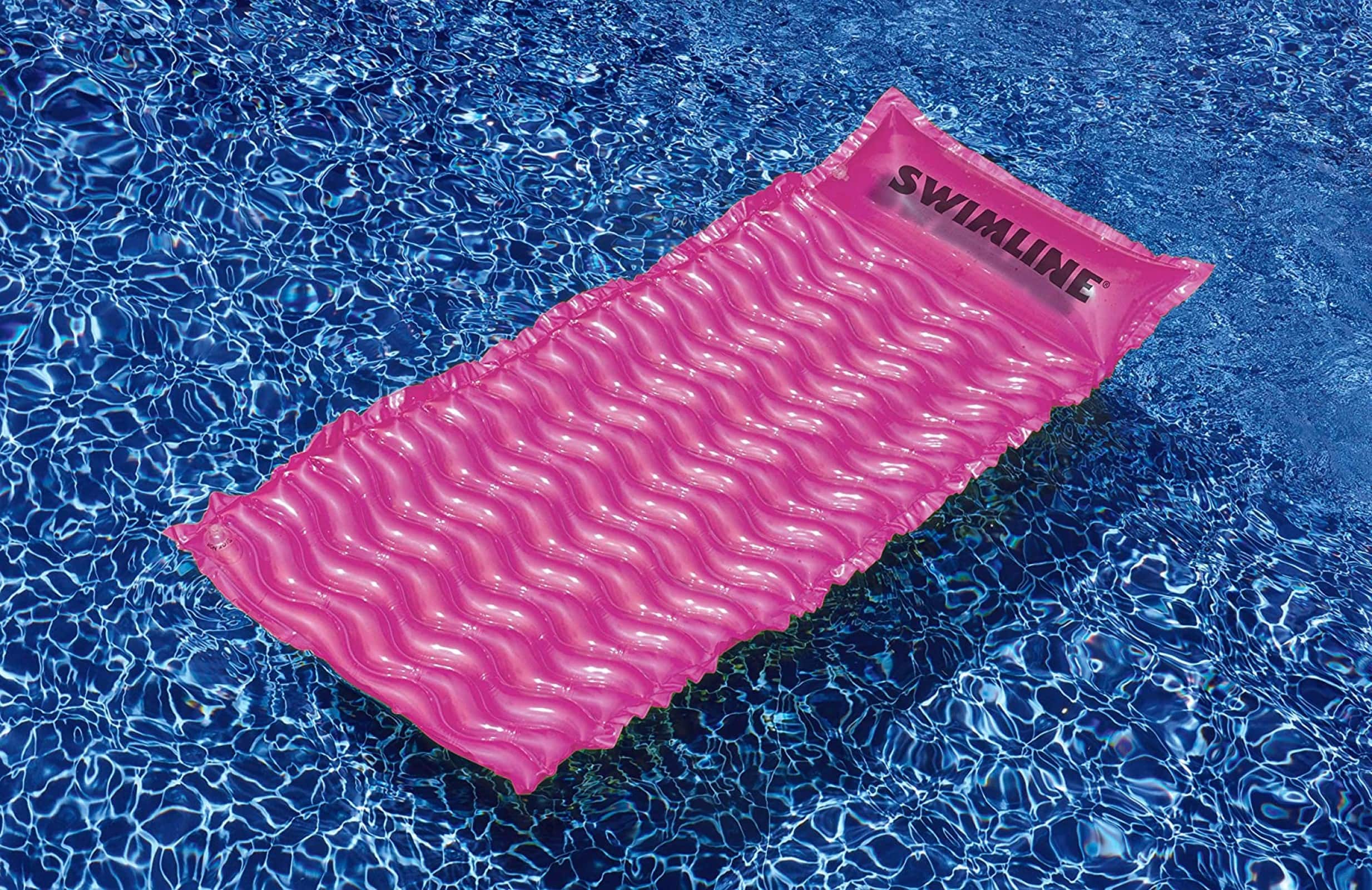 72" Inflatable Pink Bubble Swirled Swimming Pool Mattress Float