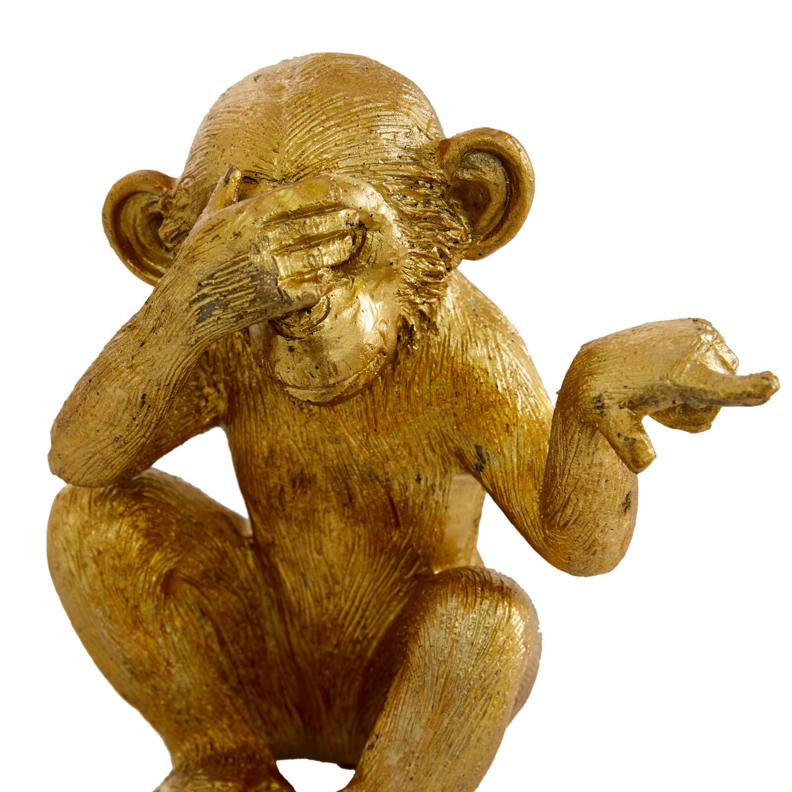 6&#x22; Gold Polystone Monkey Sculpture Set
