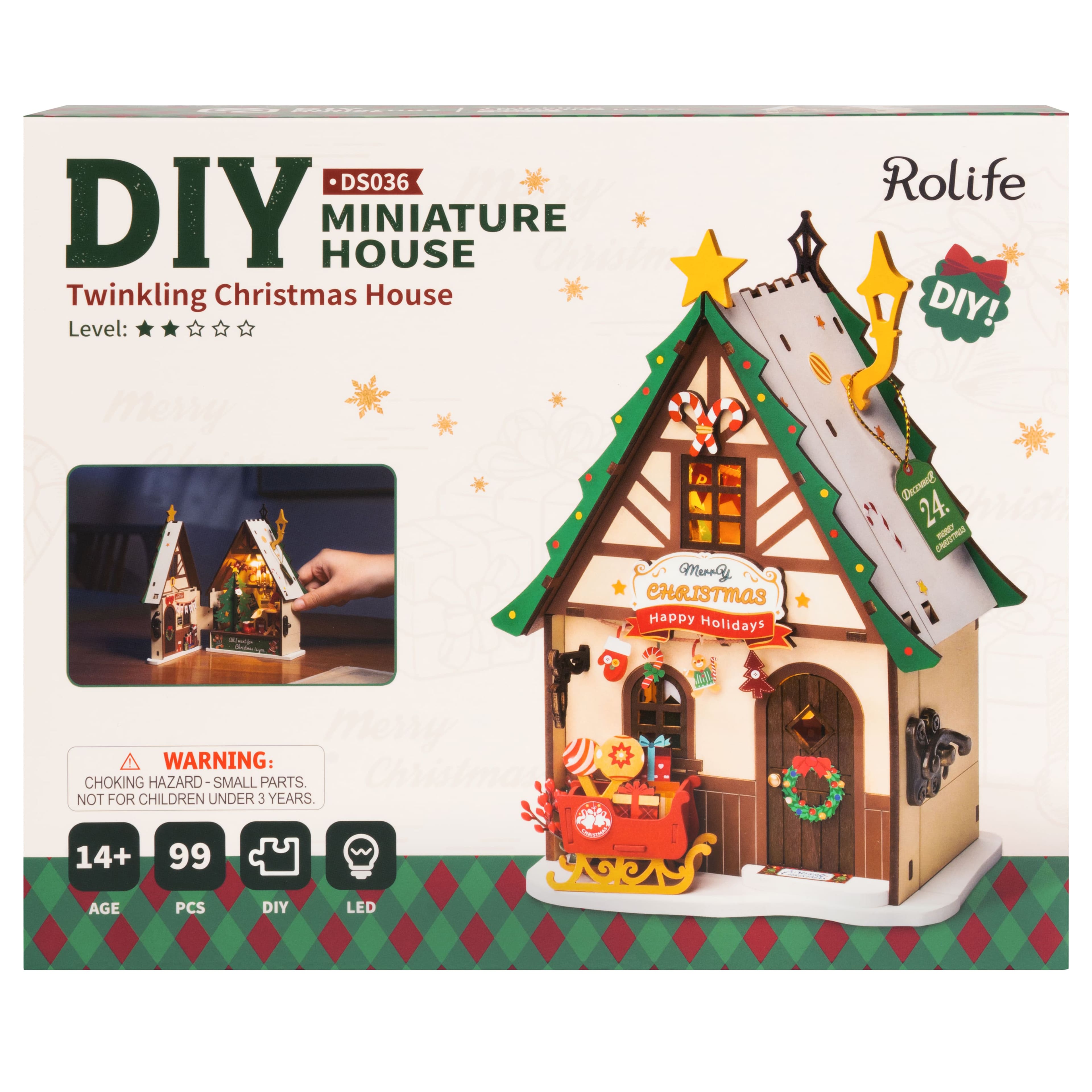 Rolife&#xAE; Twinkling Christmas House DIY Miniature House Kit