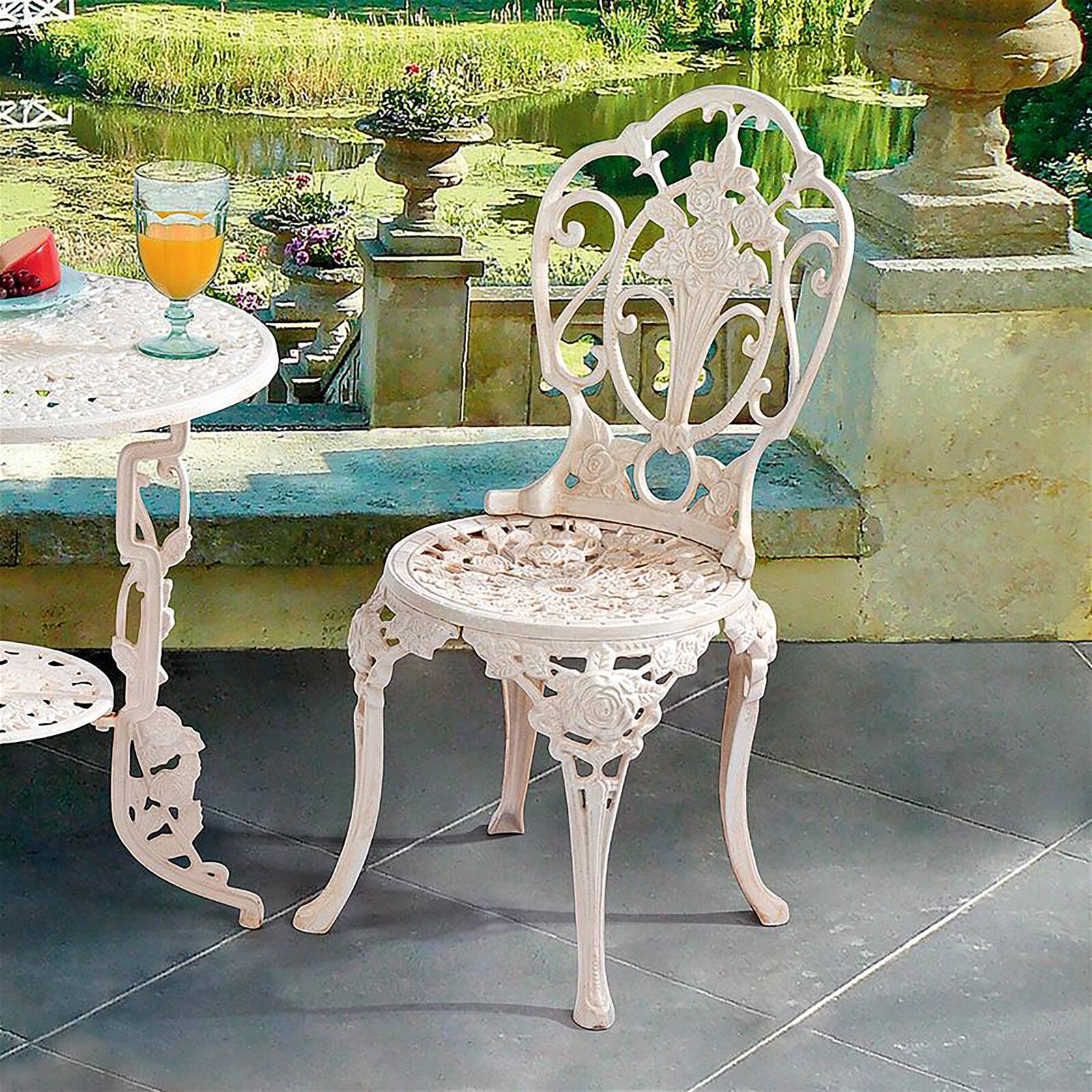 Design Toscano 32.5" Villa Ravello Rose Garden Cast Iron Bistro Chair