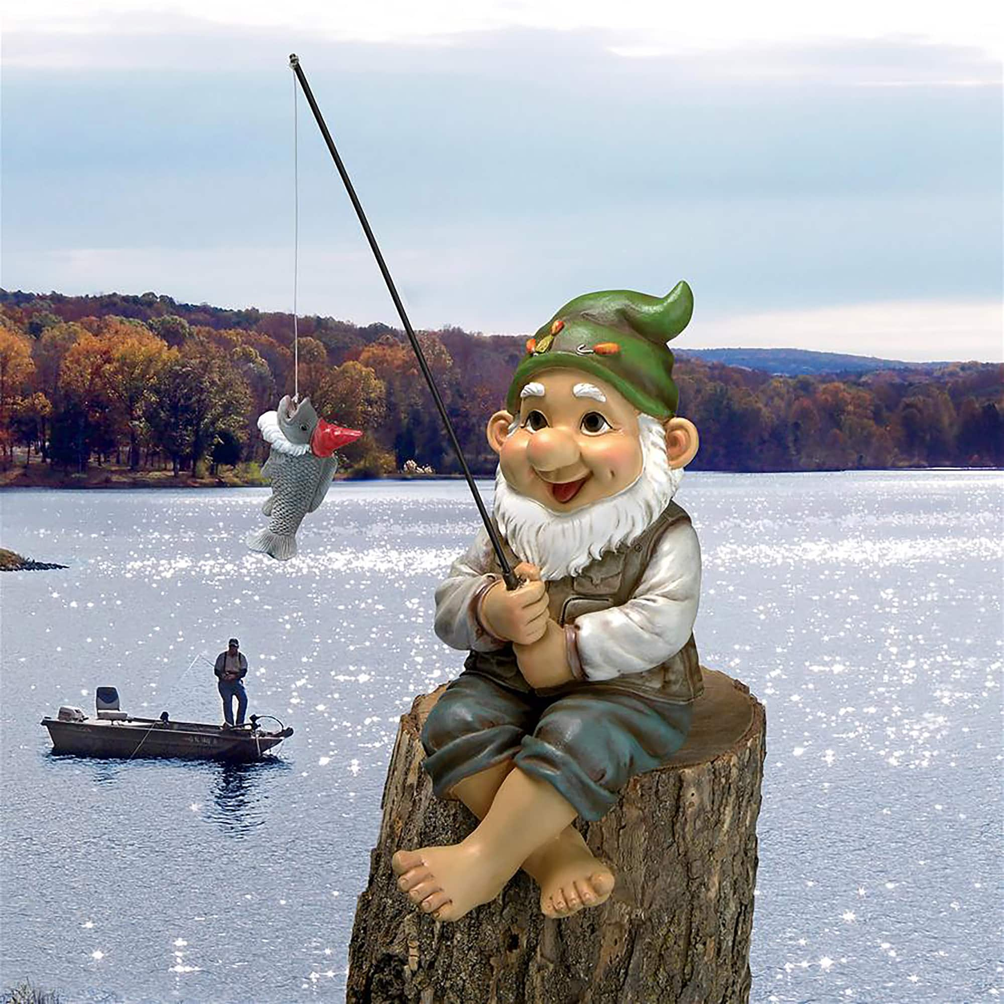 Design Toscano 9&#x22; Fishing Gnome Garden Statue