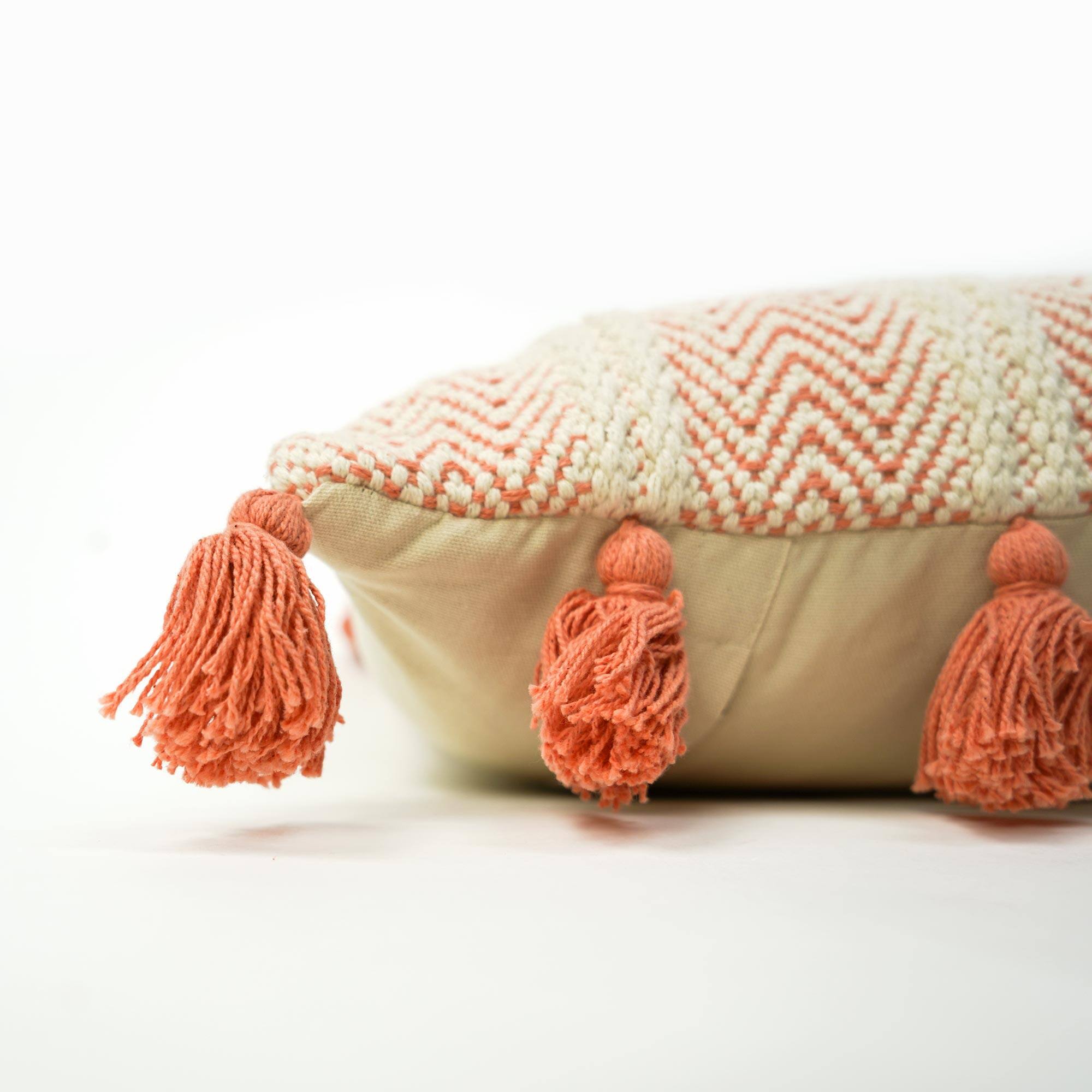 American Art D&#xE9;cor&#x2122; Handwoven Orange Peach Boho Moroccan Decorative Throw Pillow