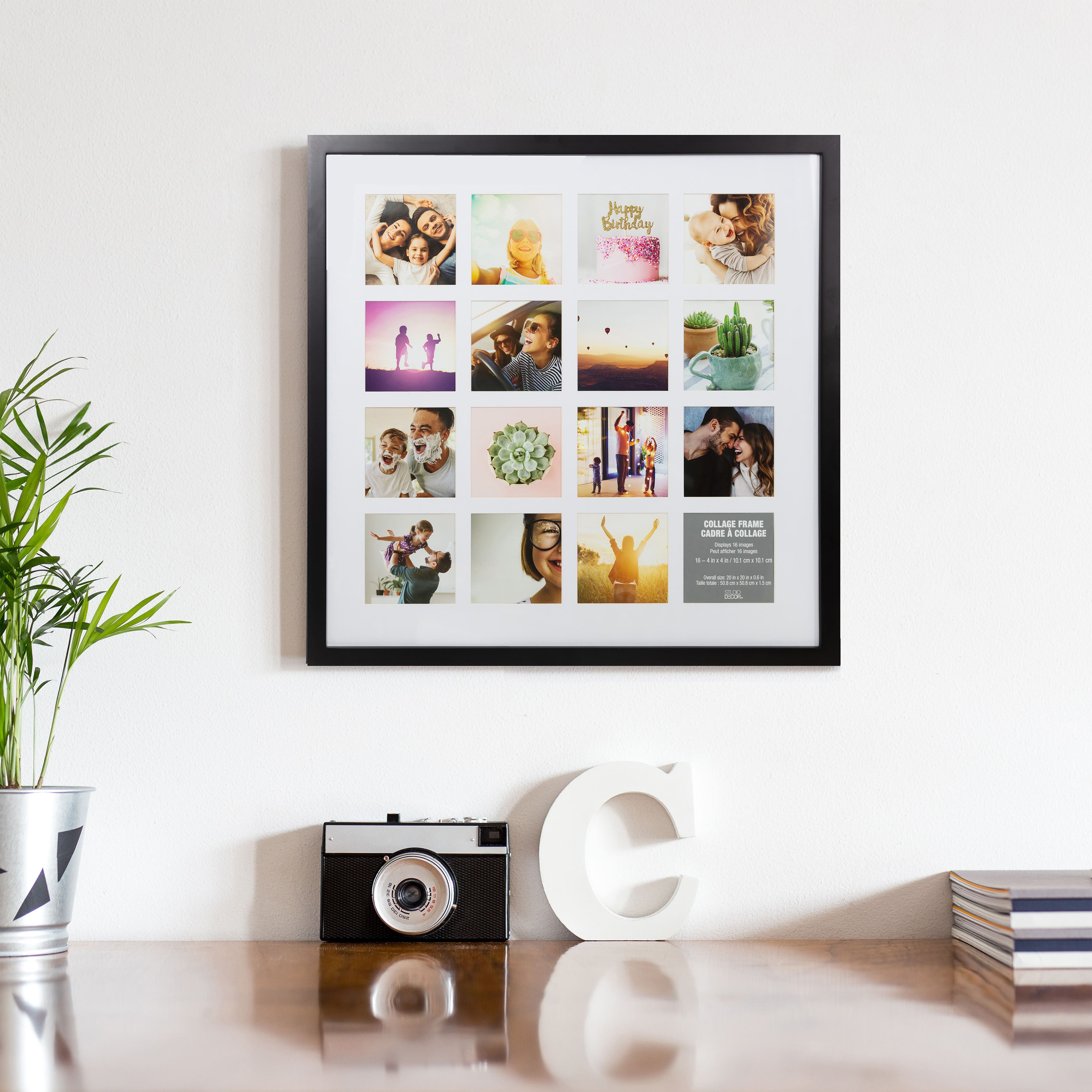 6 Pack: 16 Opening Black 4" x 4" Collage Frame with Mat by Studio Décor®