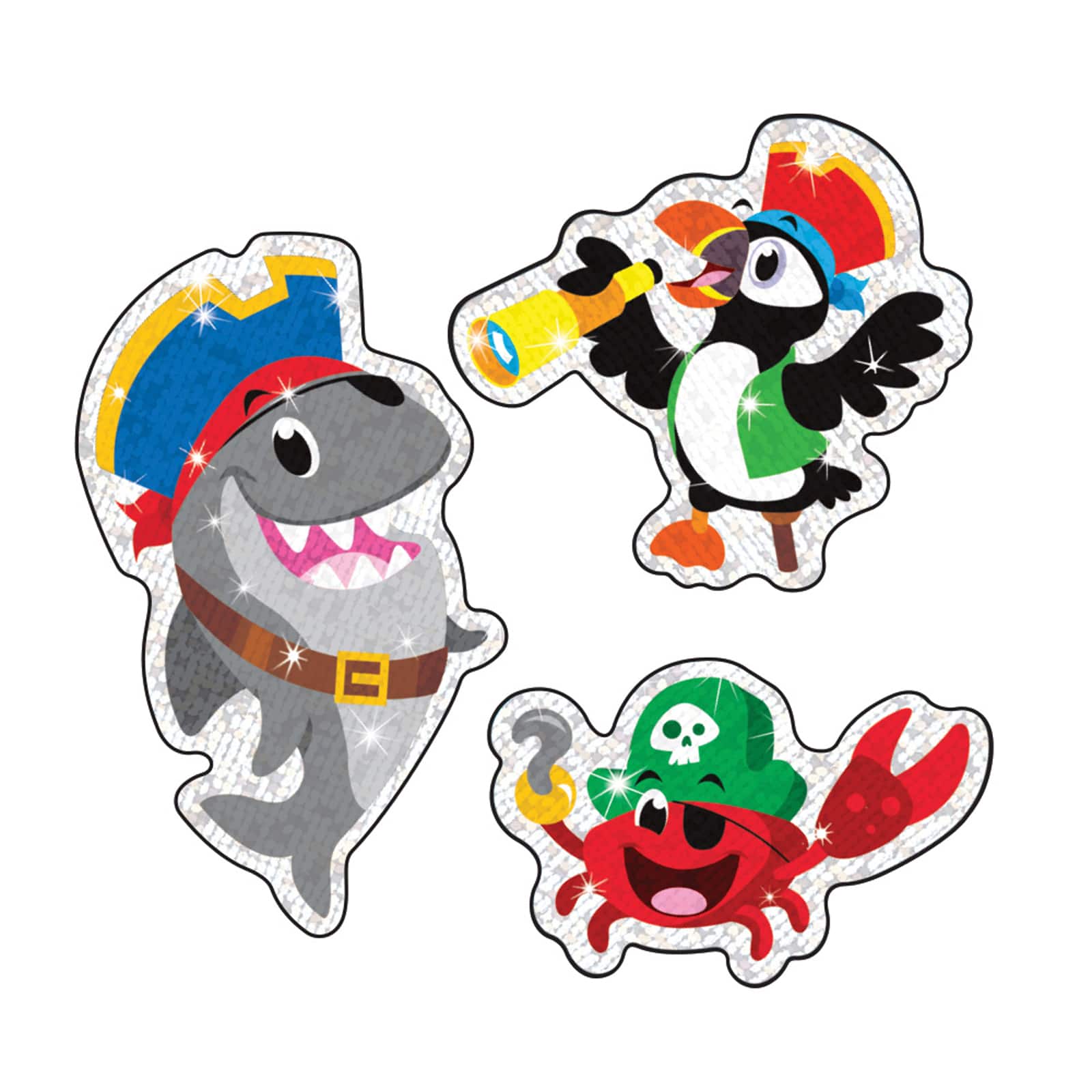 Trend Enterprises® Fish Pirates & Crew Sparkle STICKERS®, 6 Packs of 32