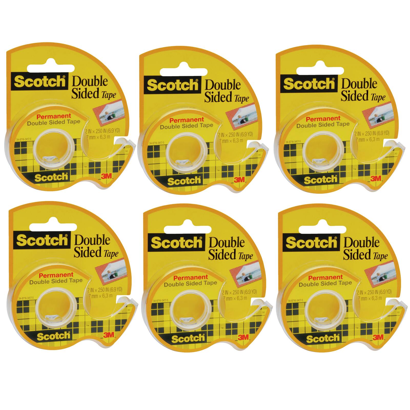 Scotch® 0.5" x 6.9yd. Double Sided Tape In Dispenser Rolls, 6ct.