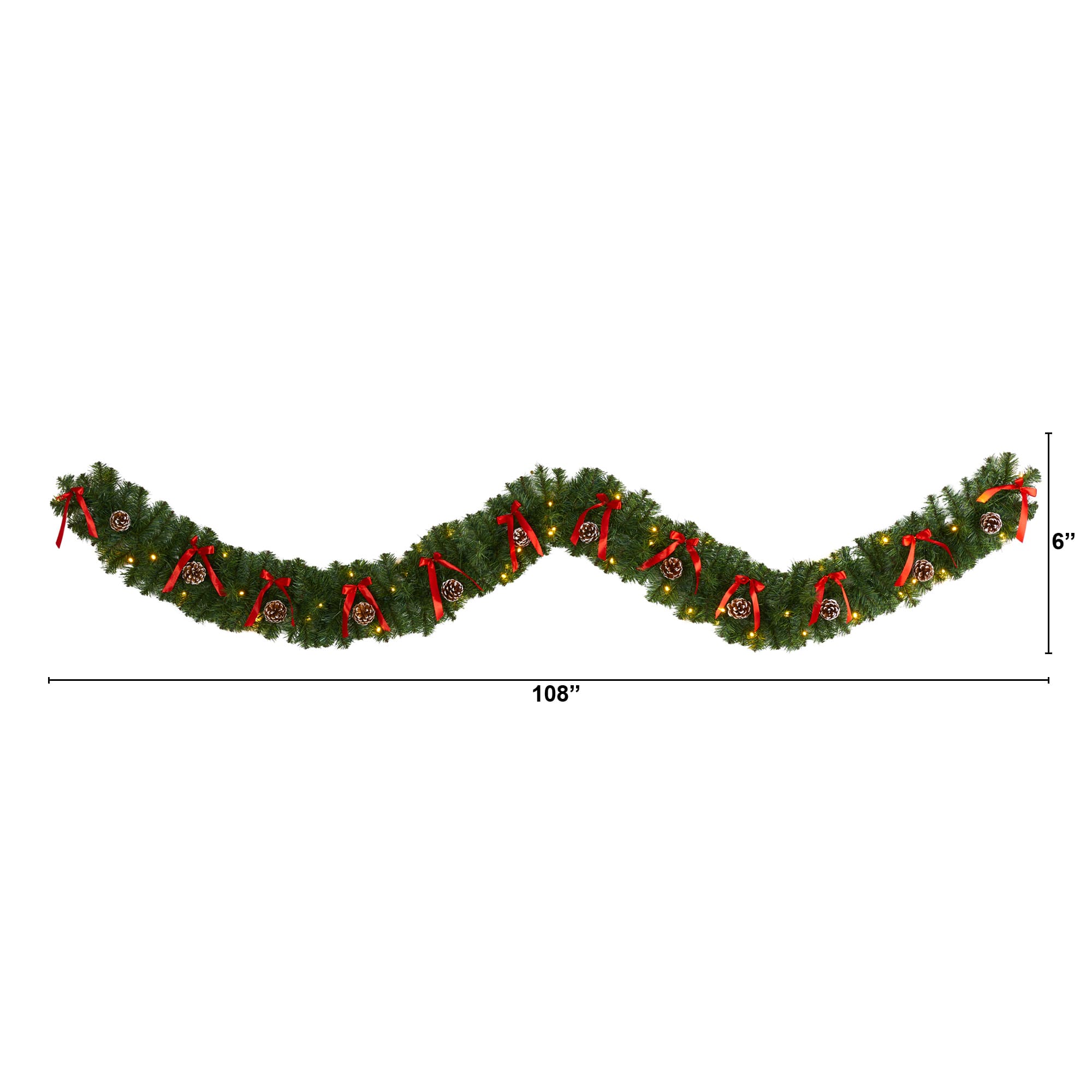 9ft. Pre-Lit Clear LED Bow &#x26; Pinecone Artificial Christmas Garland