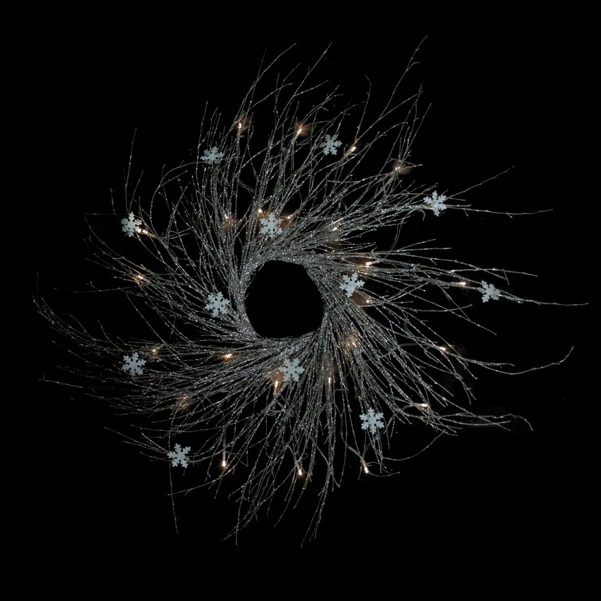 42" Pre-lit LED Champagne Gold Glittered Twig Artificial Christmas Wreath