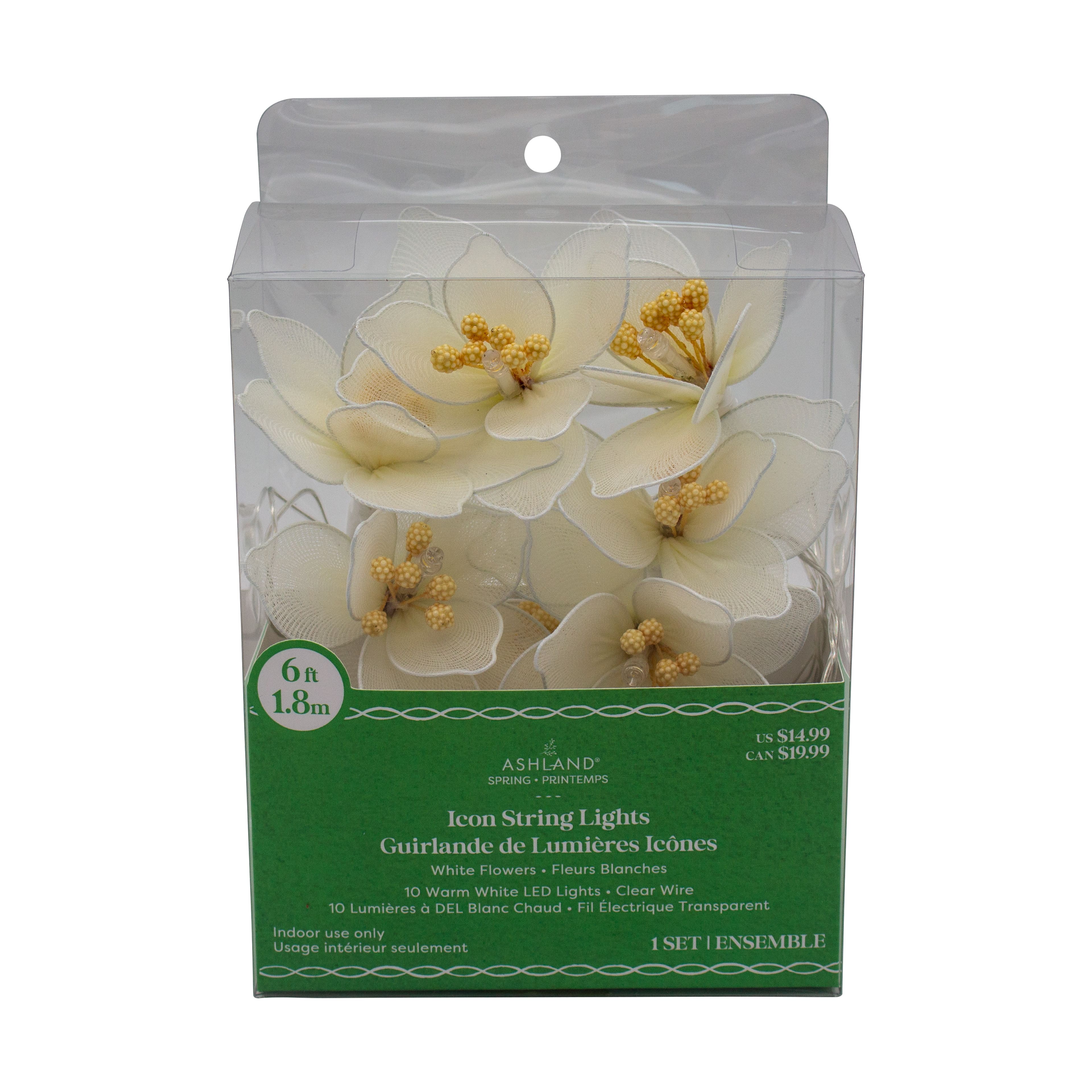 10ct. White Flower Icon Warm White LED String Lights by Ashland&#xAE;