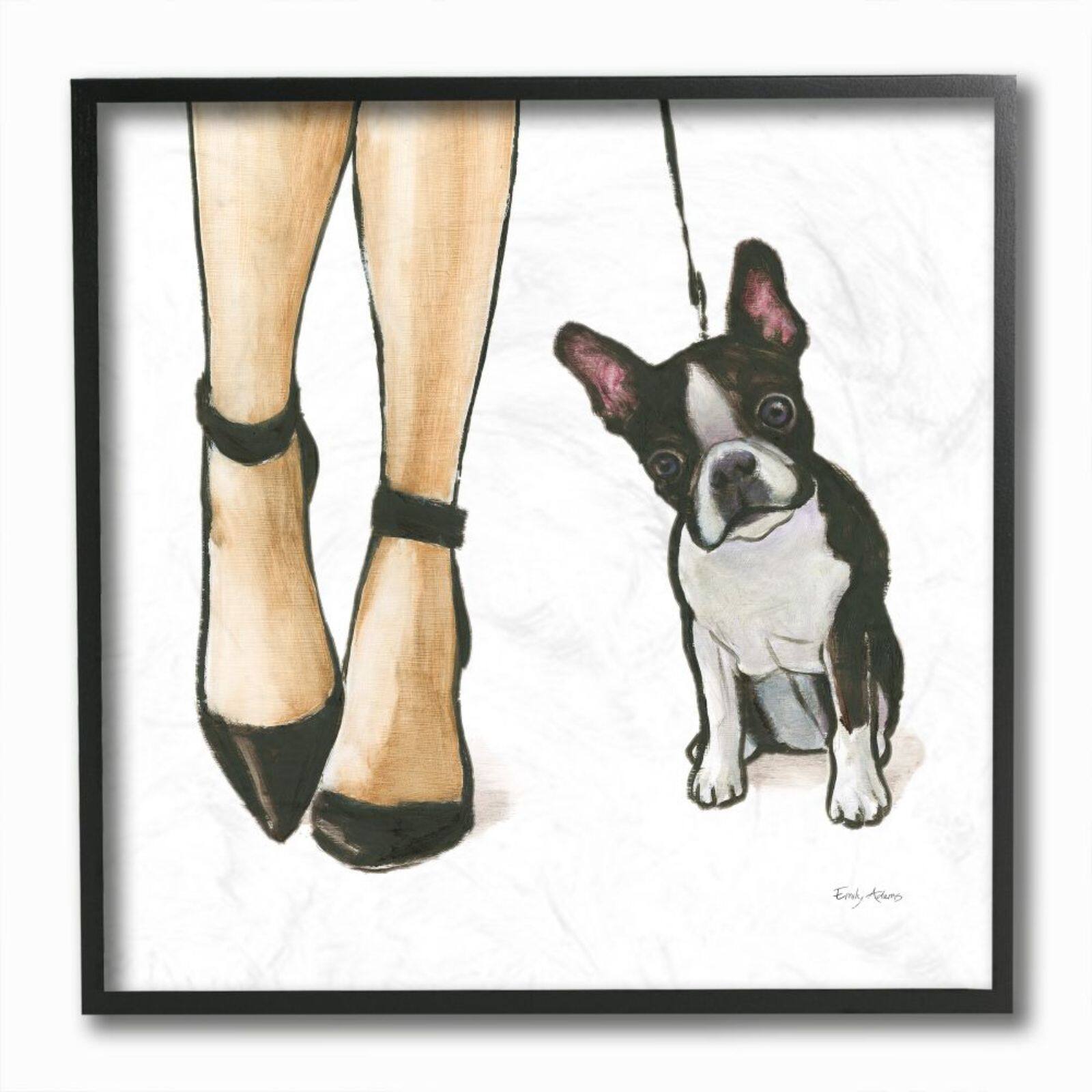 Stupell Industries Fashion High Heels & Dog Black Wood Framed Wall Art