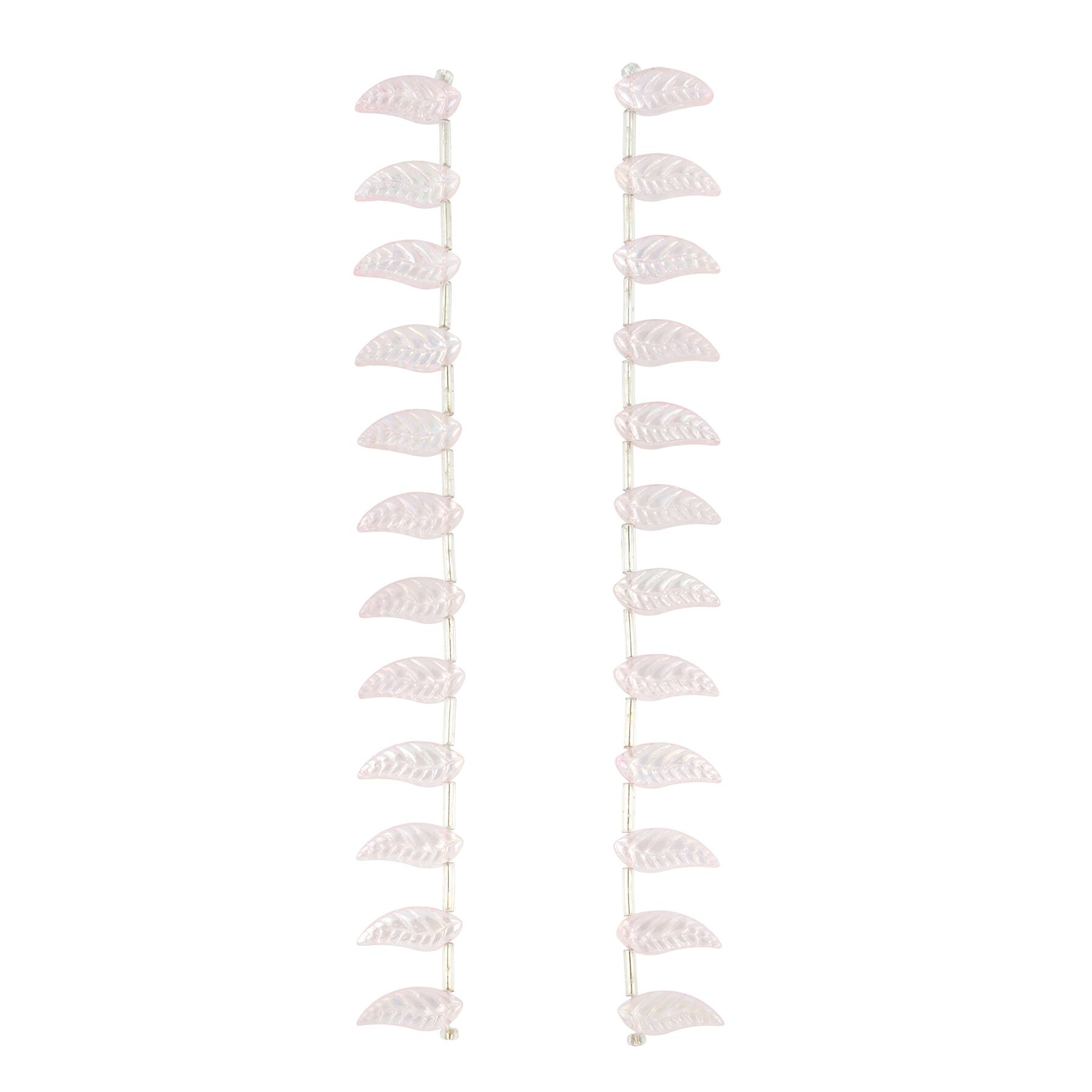 12 Packs: 24 ct. (288 total) Pink Glass Leaf Beads, 18mm by Bead Landing™
