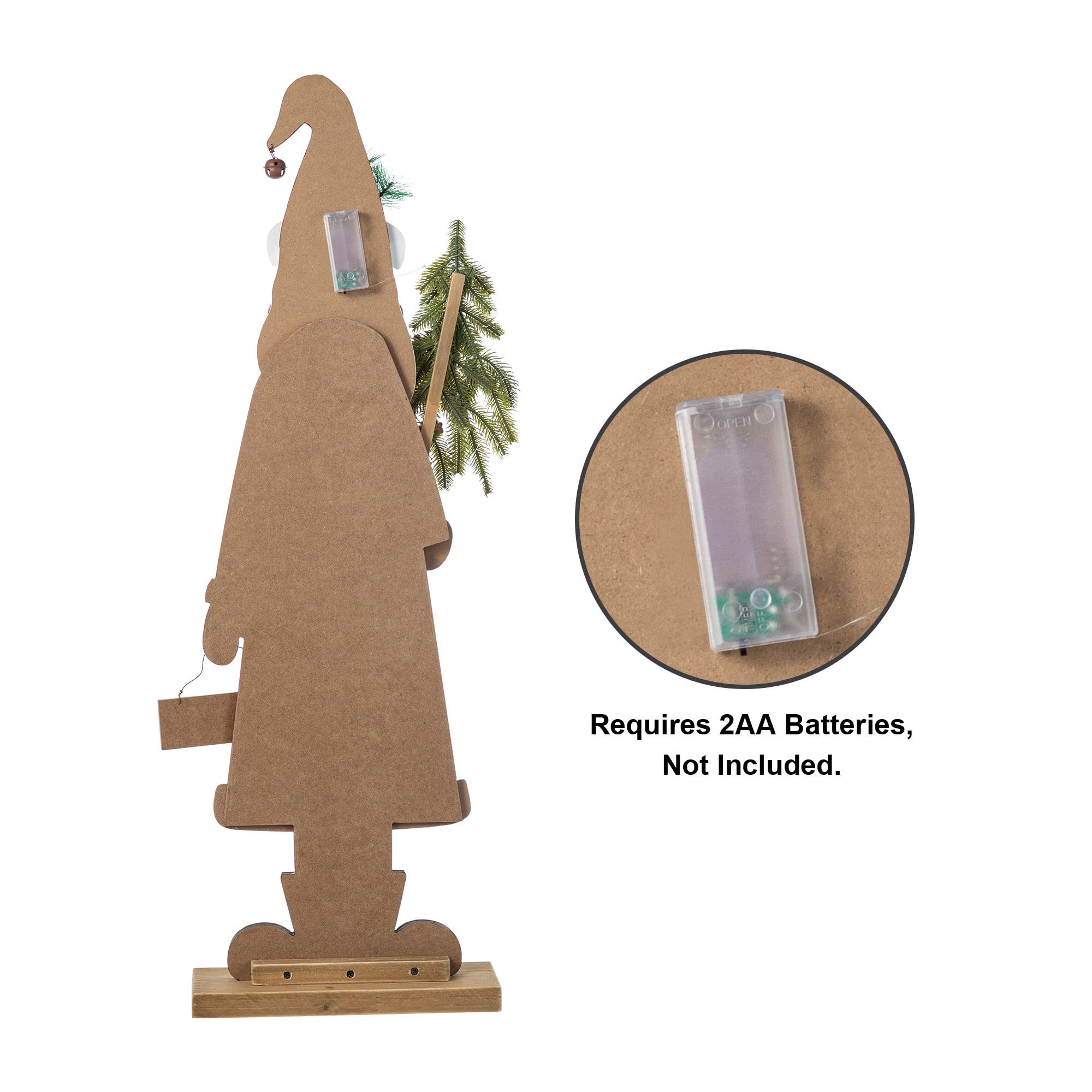 Glitzhome&#xAE; 35.75&#x22; Lighted Wooden Africa Santa Porch Decor with Timer