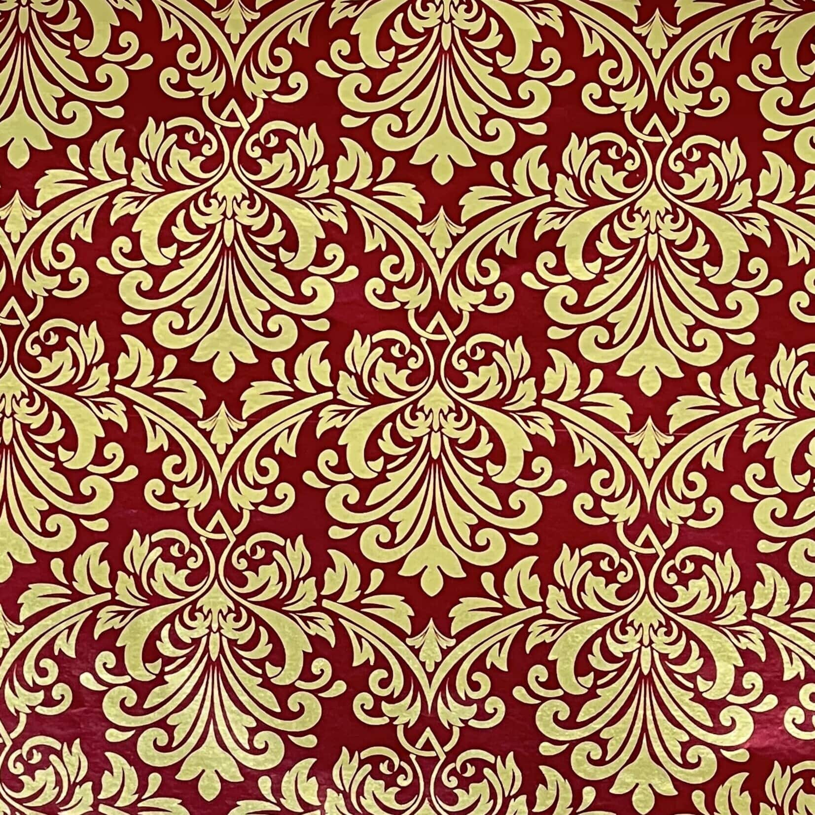 Burgundy & Gold Foil Damask Premium Gift Wrap by Celebrate It™