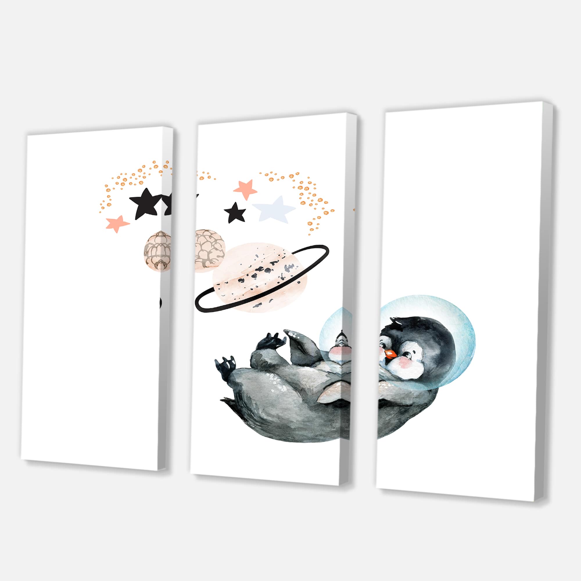 Designart - Little Penguin With Stars and Planets I