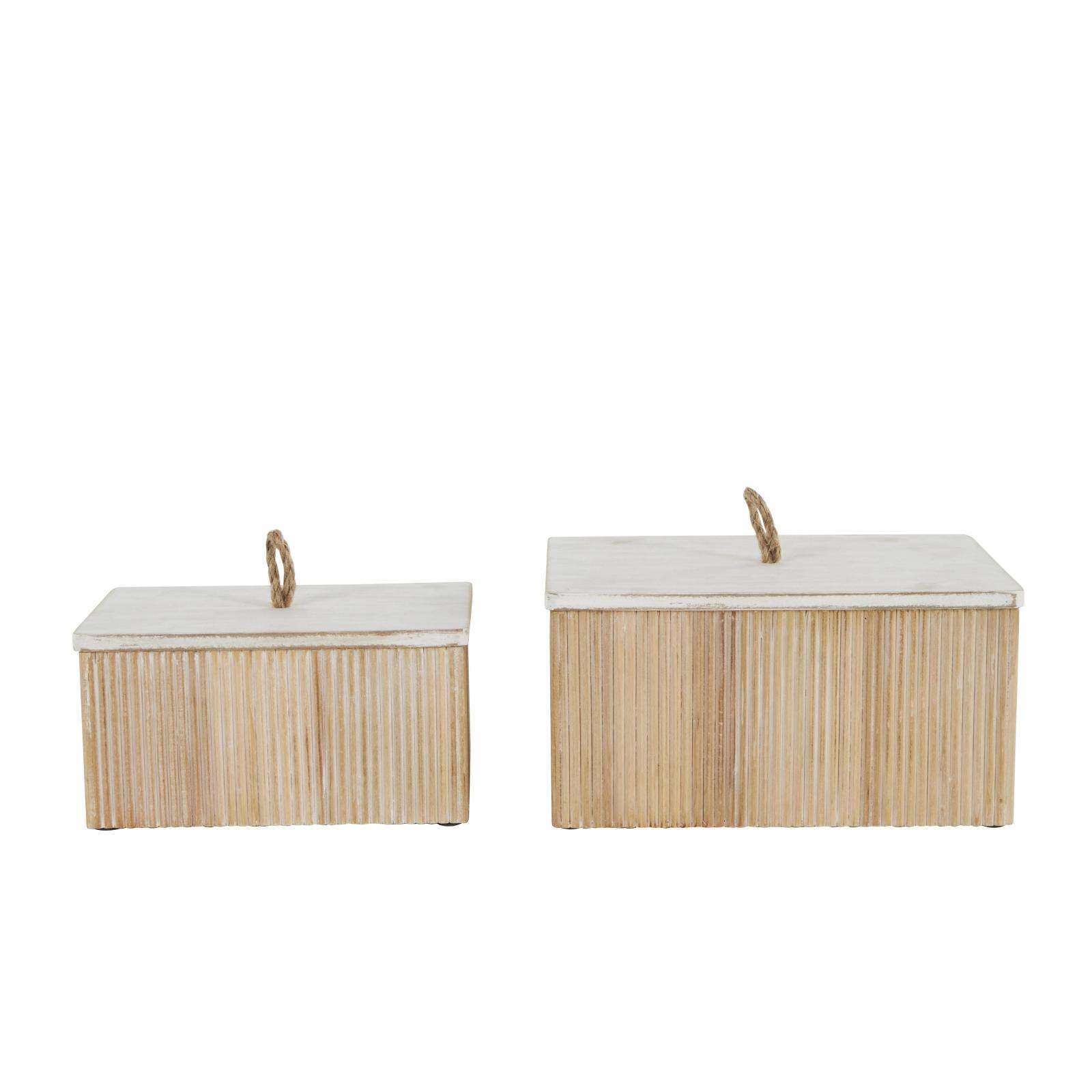 Cream Ribbed Storage Decorative Box Set with White Lids