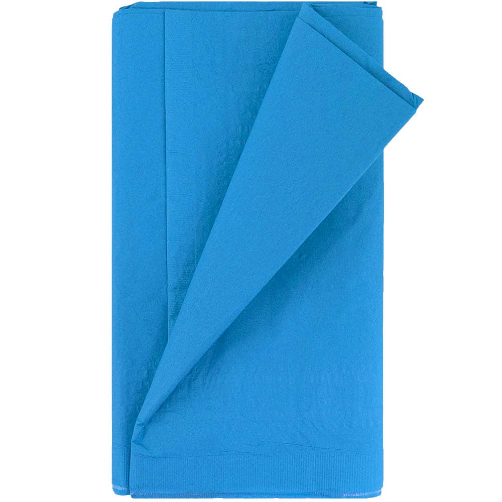 JAM Paper Sea Blue Rectangular Plastic Lined Paper Table Cover, 54" x