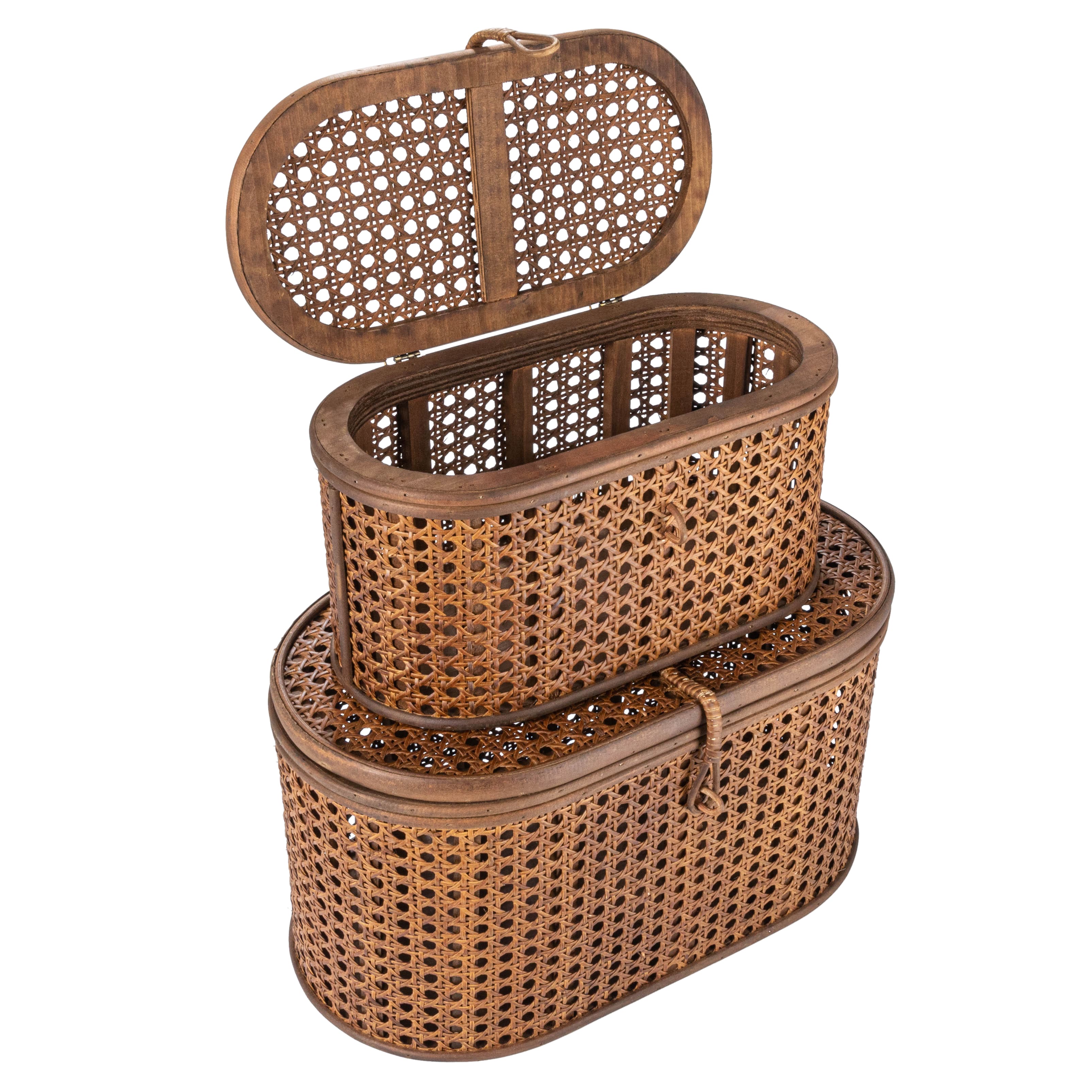 Hello Honey&#xAE; Modern Decorative Oval Woven Rattan Storage Box Set