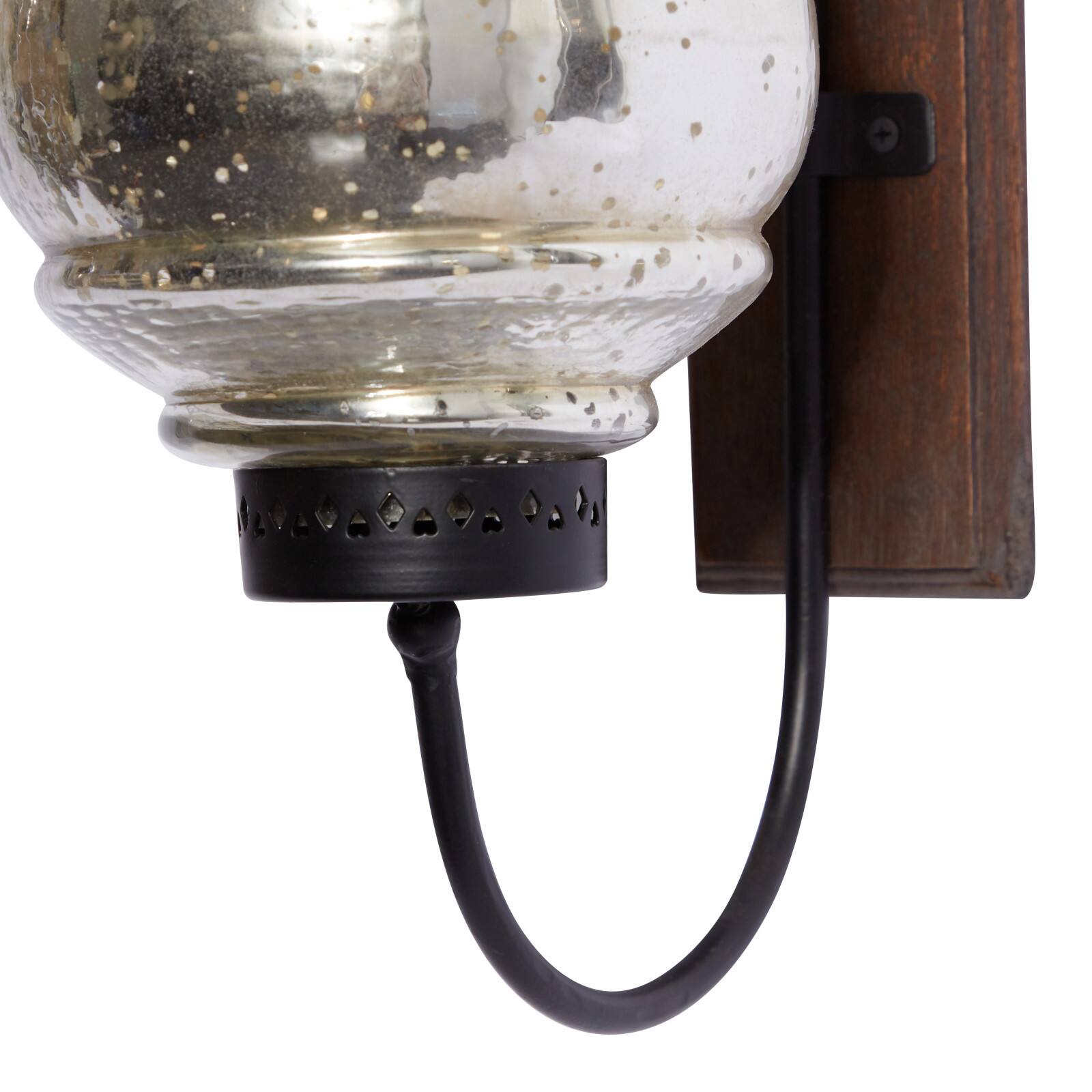 Brown Mango Wood Traditional Candle Wall Sconce, 21" x 9" x 4"