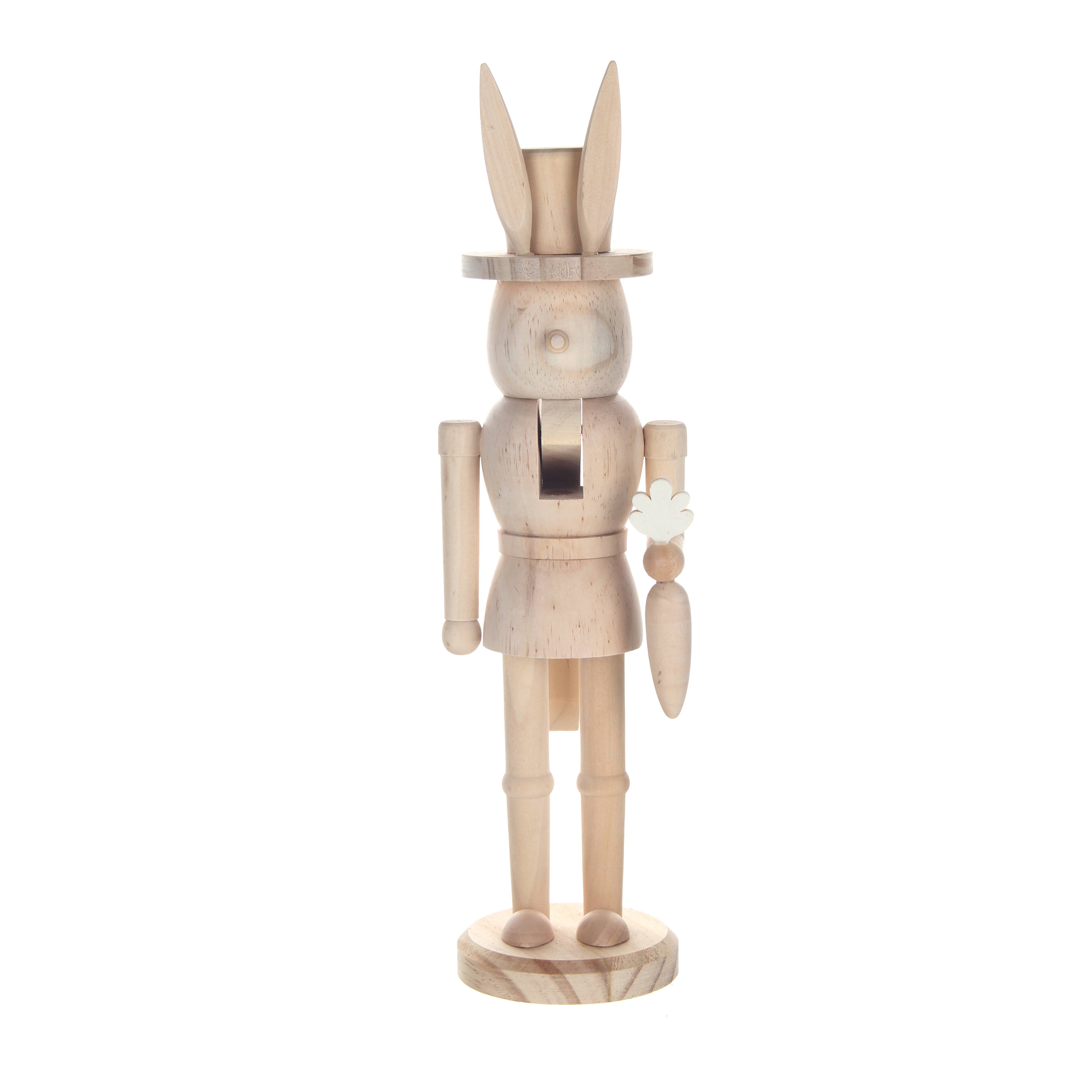 14&#x22; Bunny with Carrot Nutcracker DIY Wood D&#xE9;cor by Make Market&#xAE;