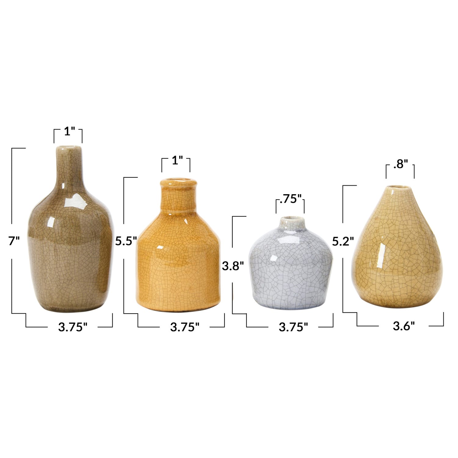 Hello Honey&#xAE; Stoneware Crackle Glaze Bud Vase Set