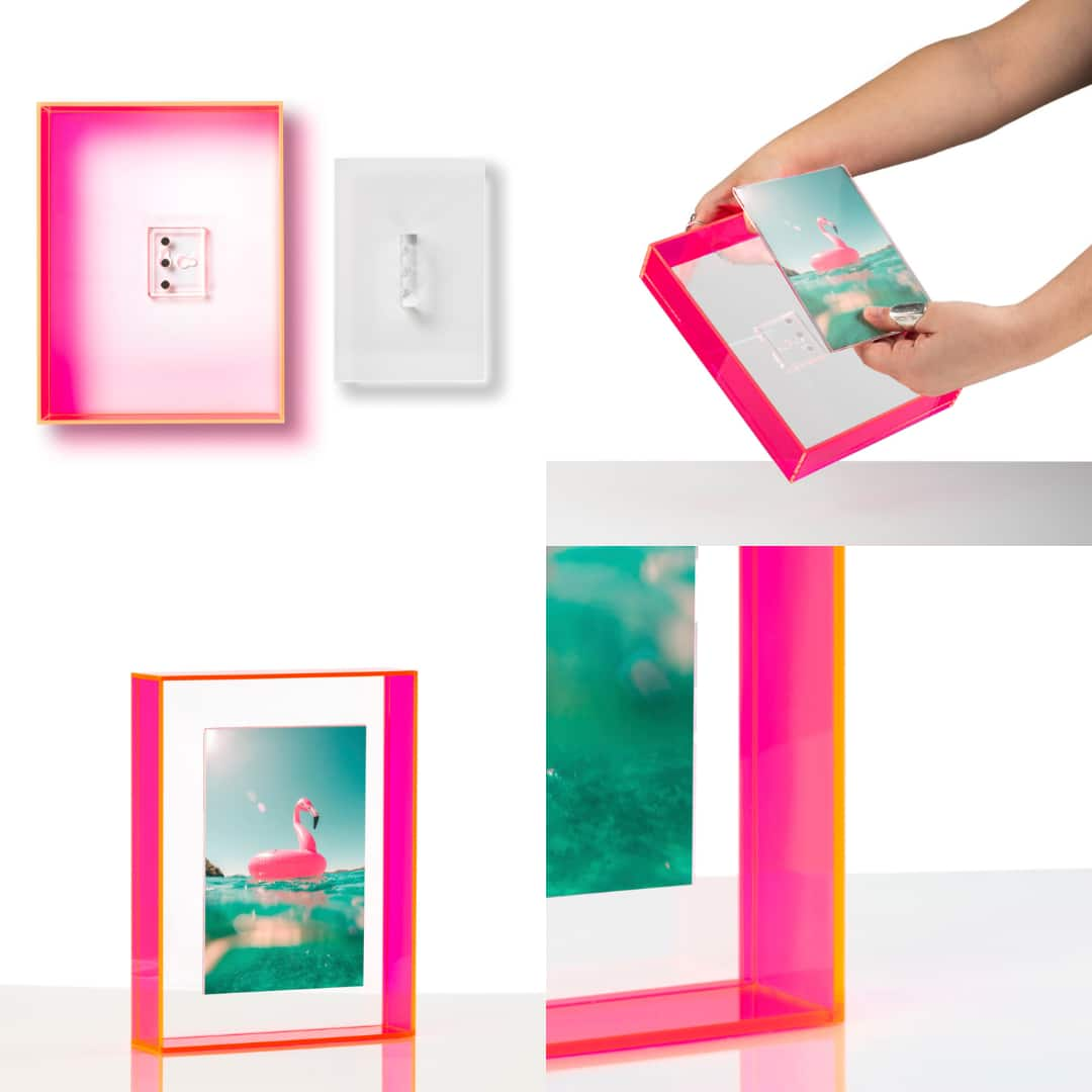 Wexel Art Neon Pink Float Frame with Magnetic Photo Holder