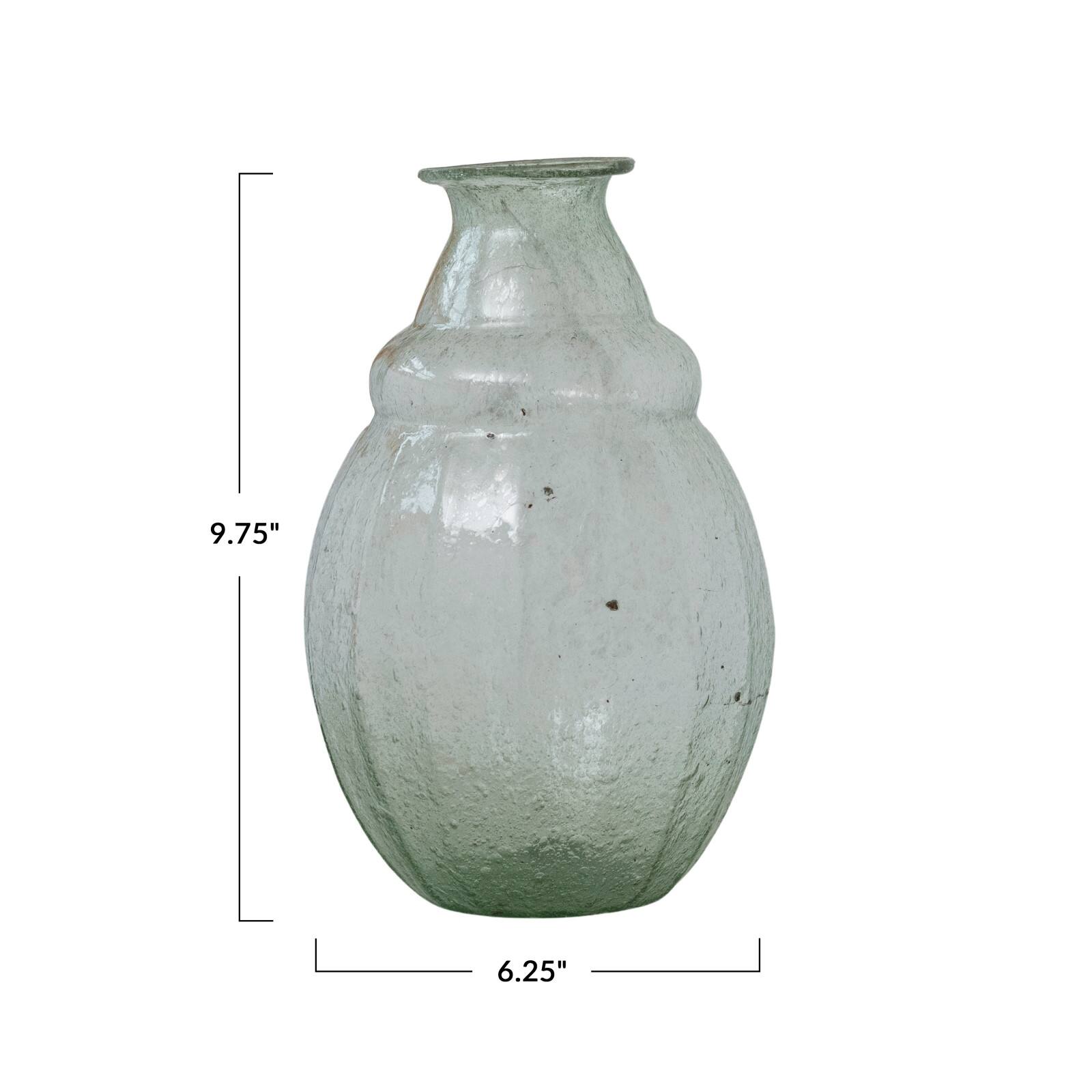 Hello Honey&#xAE; 9.75&#x22; Clear &#x26; Light Green Round Serene Glass Vase