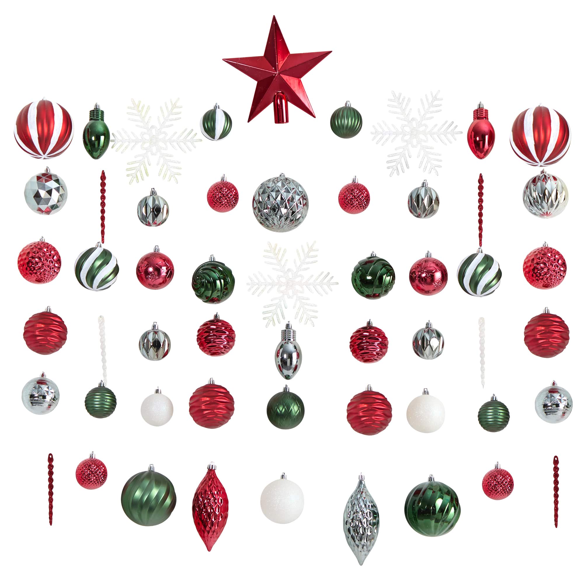 100ct. Holiday Deluxe Shatterproof Christmas Tree Ornament Box Set