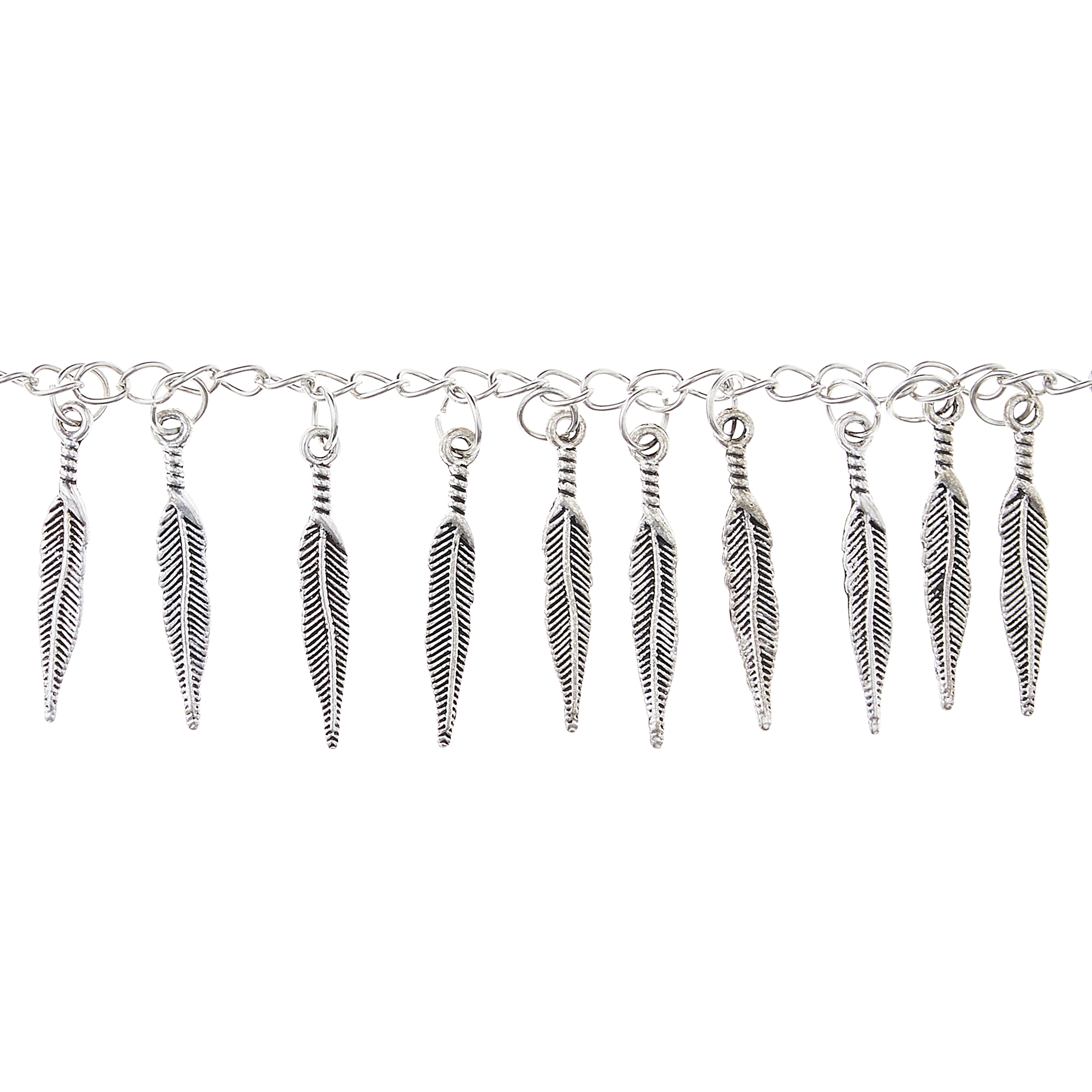 Silver Plated Feather Charms, 25mm by Bead Landing&#x2122;