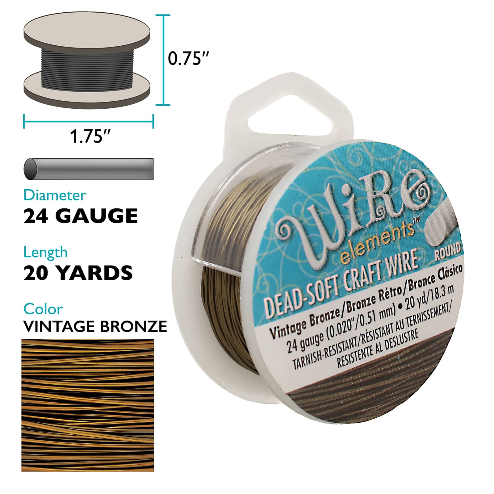 The Beadsmith&#xAE; Wire Elements&#x2122; 24 Gauge Tarnish Resistant Soft Temper Wire, 20yd.