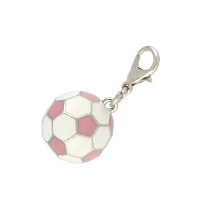 Soccer Ball Charm With Lobster Clasp - Zinc Alloy Clip-On Bead For Bracelets Or Necklaces
