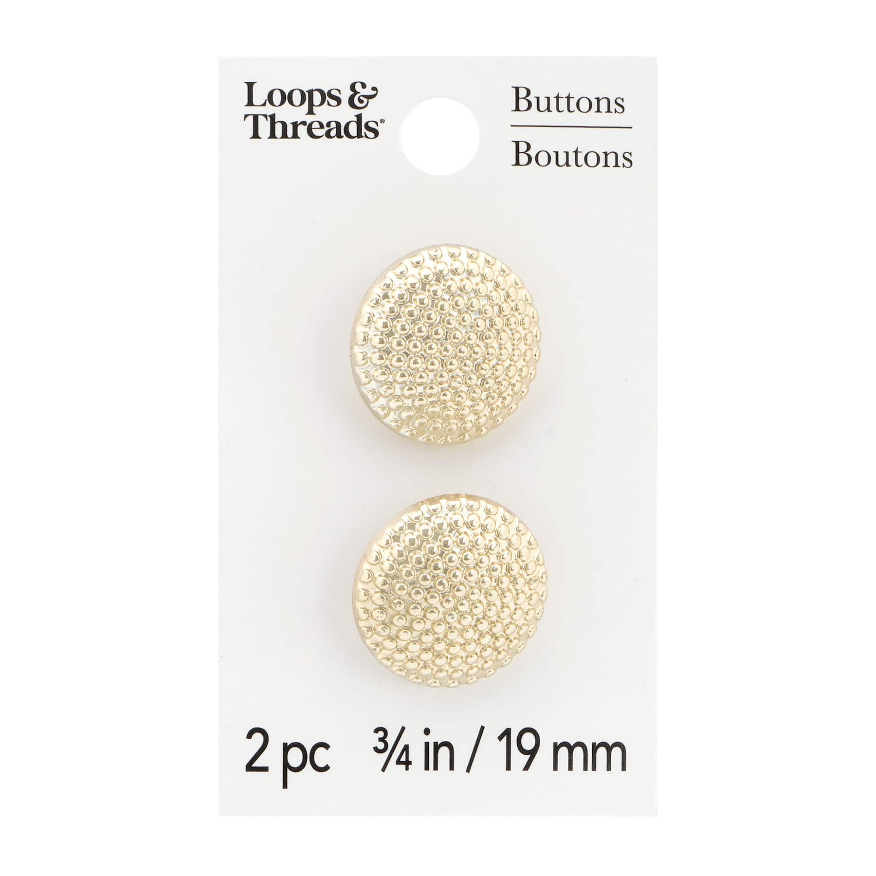 3/4" Gold Buttons, 2ct. by Loops & Threads®