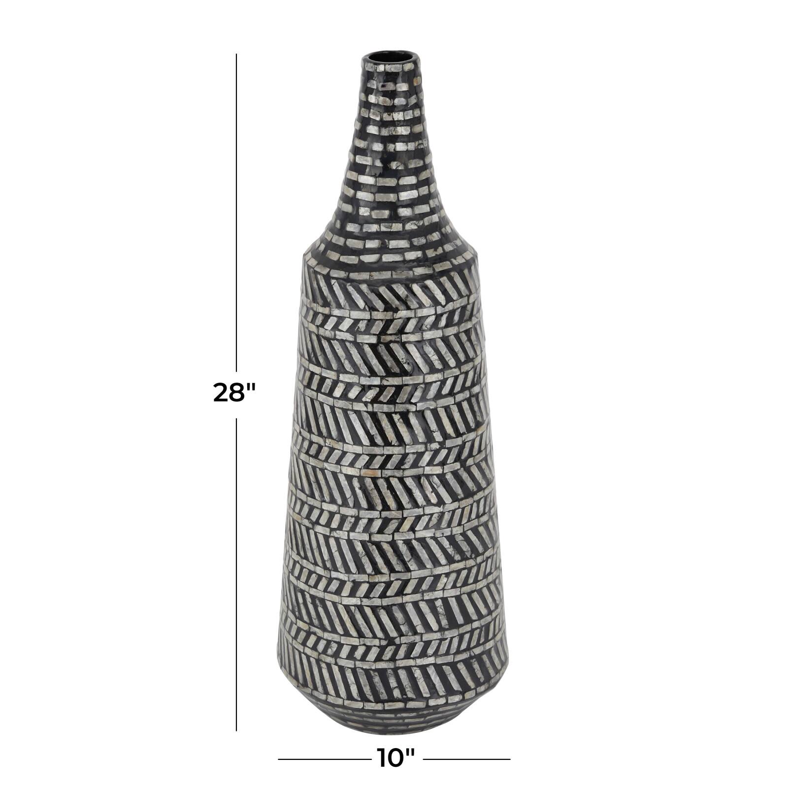 Black Shell Contemporary Vase, 28&#x22; x 10&#x22; x 10&#x22;