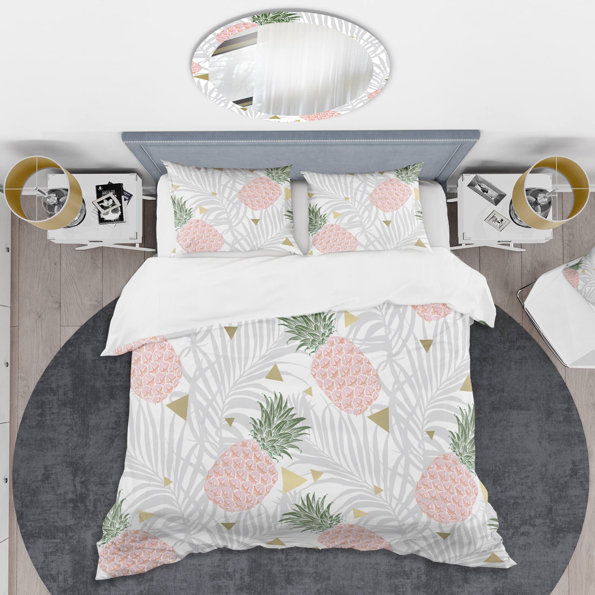 Designart &#x27;Pineappple On Tropical Leaves&#x27; Mid-Century Duvet Cover Set