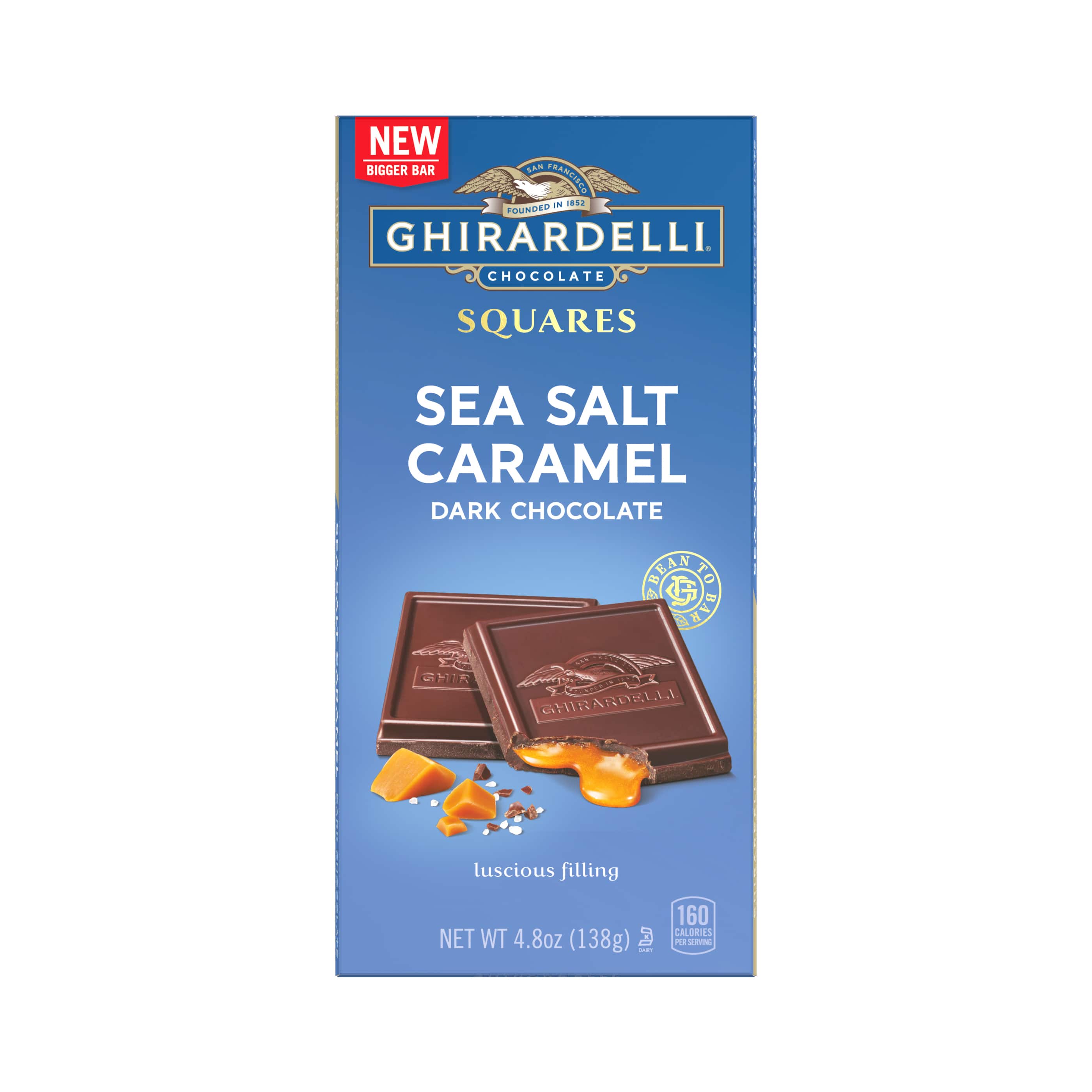 Ghirardelli Sea Salt Caramel Filled Dark Chocolate Squares Bar, 4.8 oz