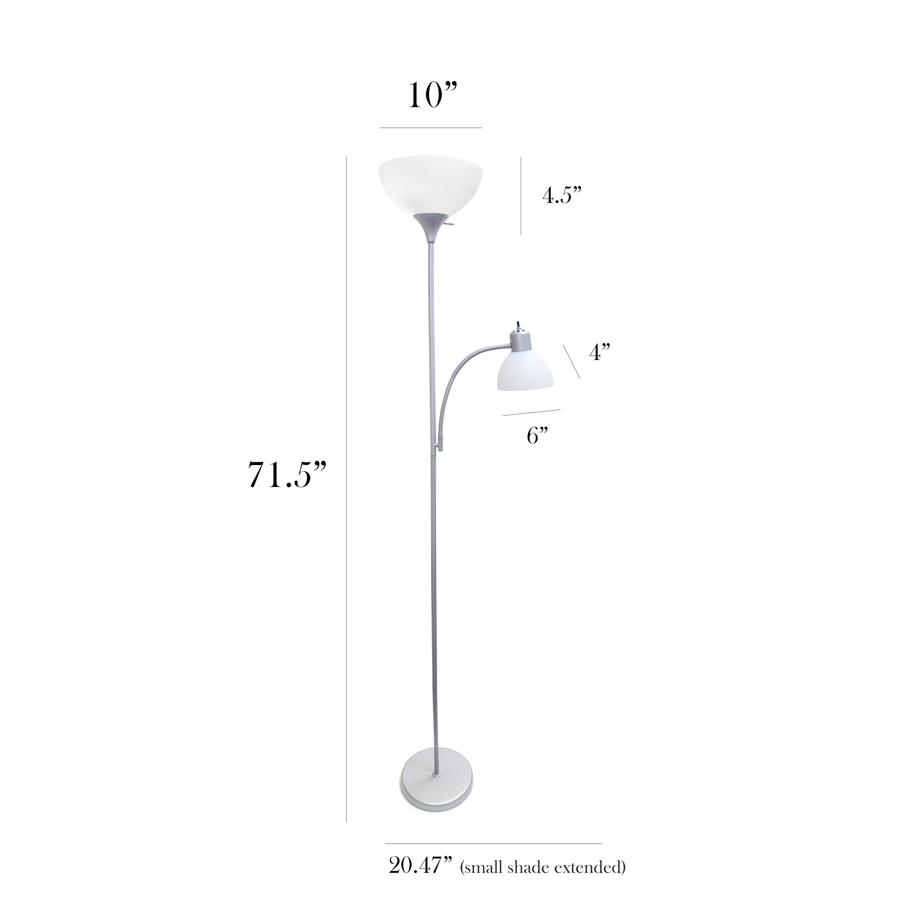 Simple Designs 71.5&#x22; Floor Lamp with Reading Light