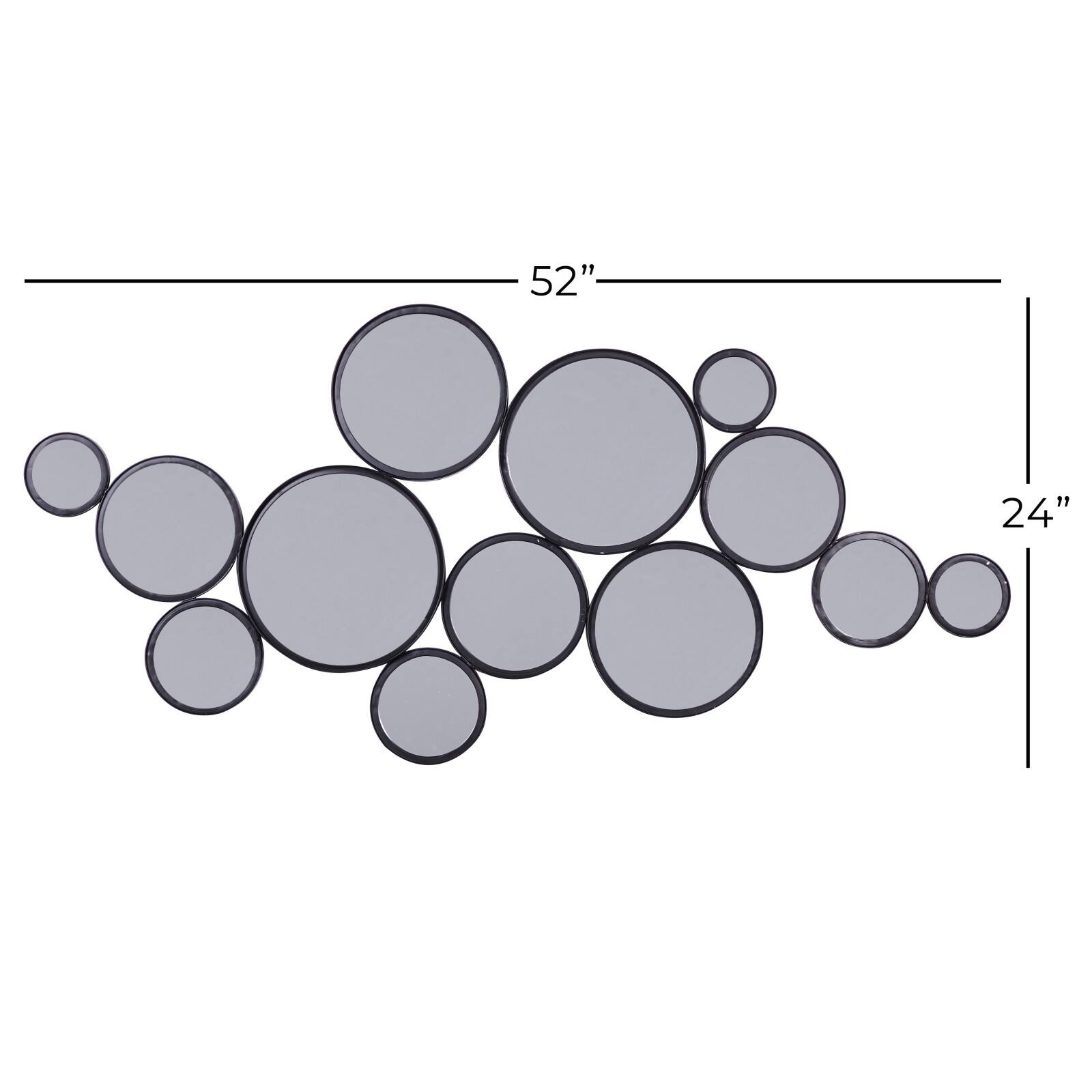 52" Black Contemporary Metal Wall Mirror Cluster