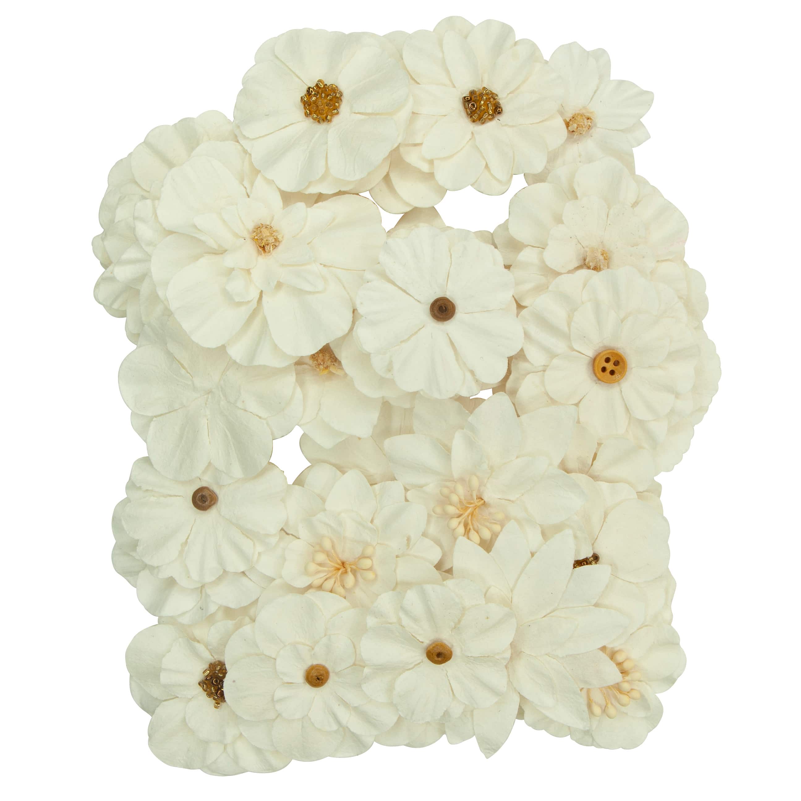 12 Pack: White Paper Flower Embellishments By Recollections&#x2122;