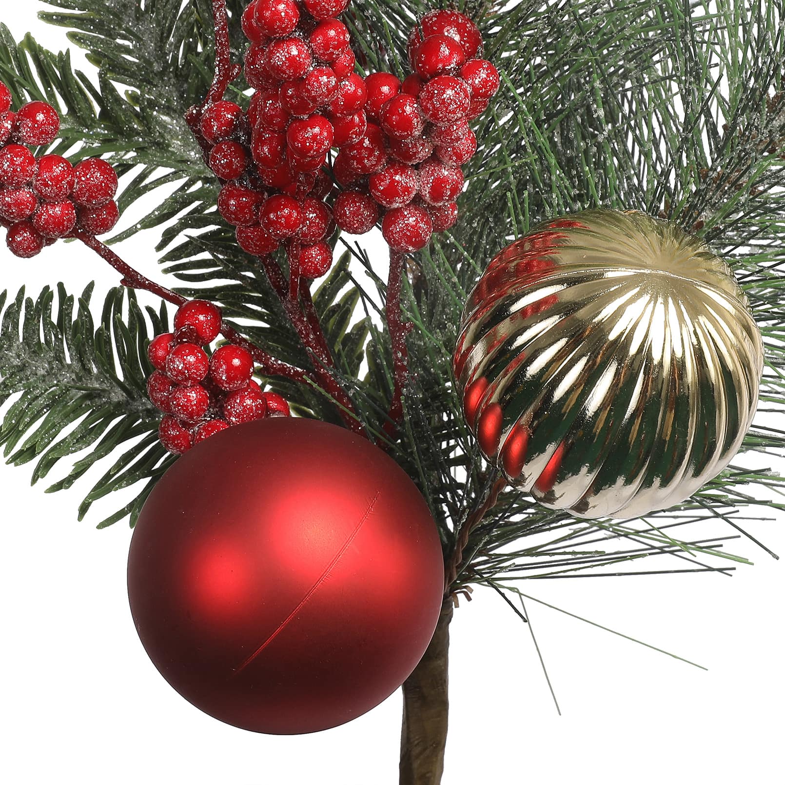 12&#x22; Glitter Pine, Red Berry &#x26; Ball Ornament Pick by Ashland&#xAE;