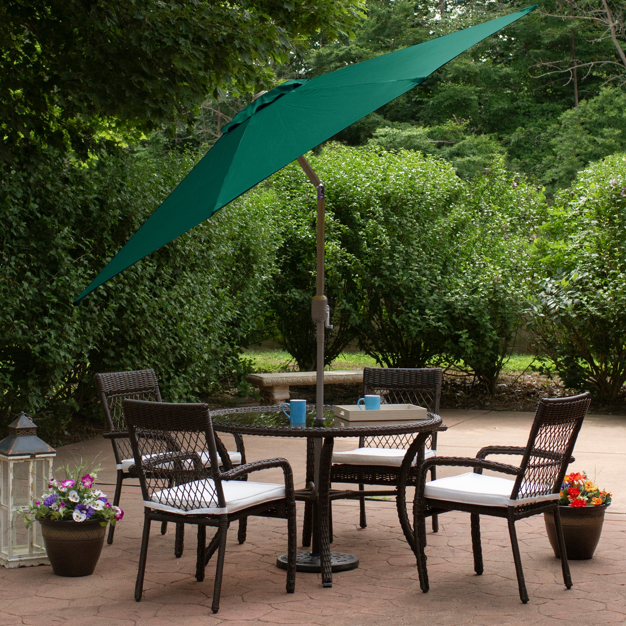 9ft. Outdoor Patio Market Umbrella with Hand Crank &#x26; Tilt