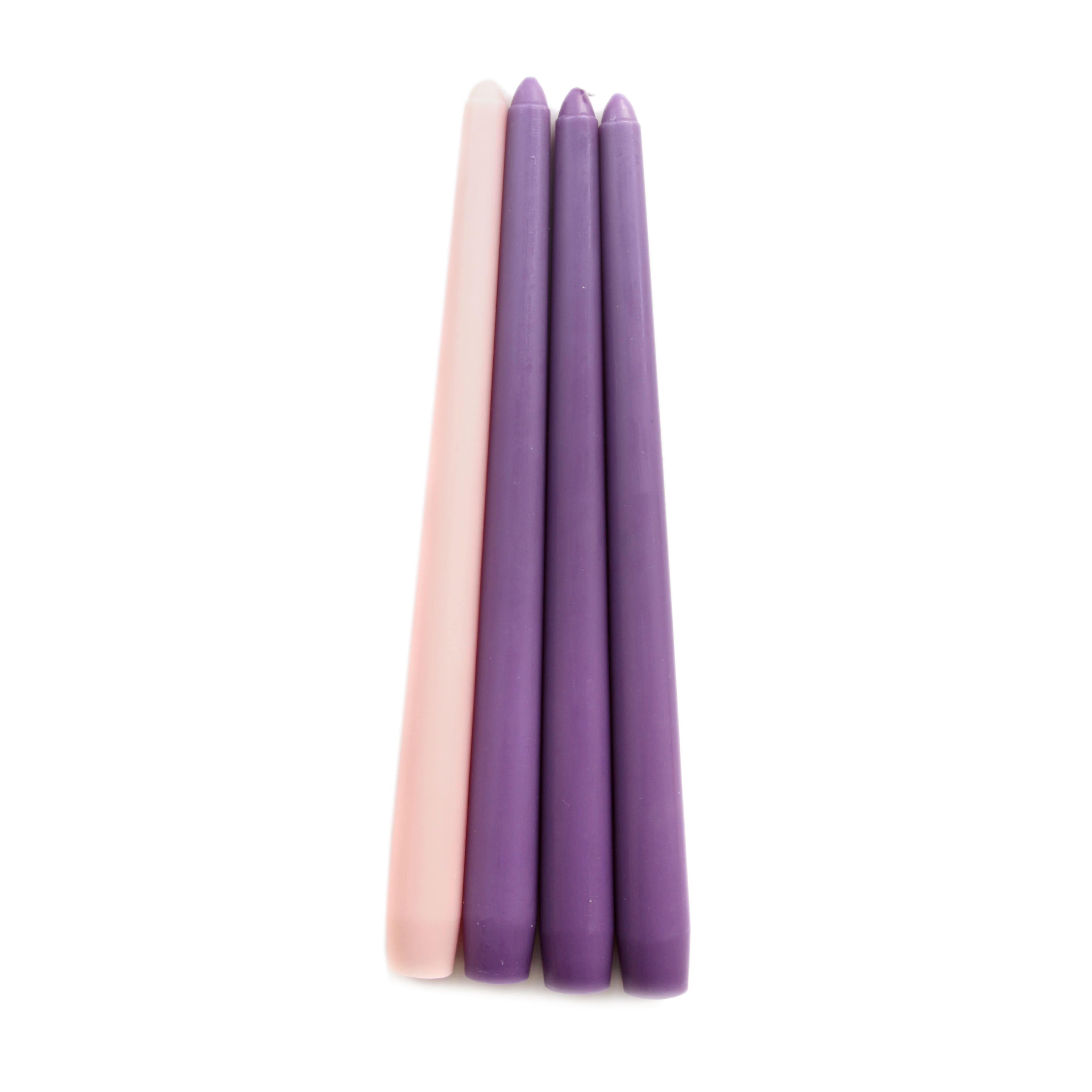 10&#x22; Purple &#x26; Pink Unscented Advent Taper Candles, 4ct. by Ashland&#xAE;