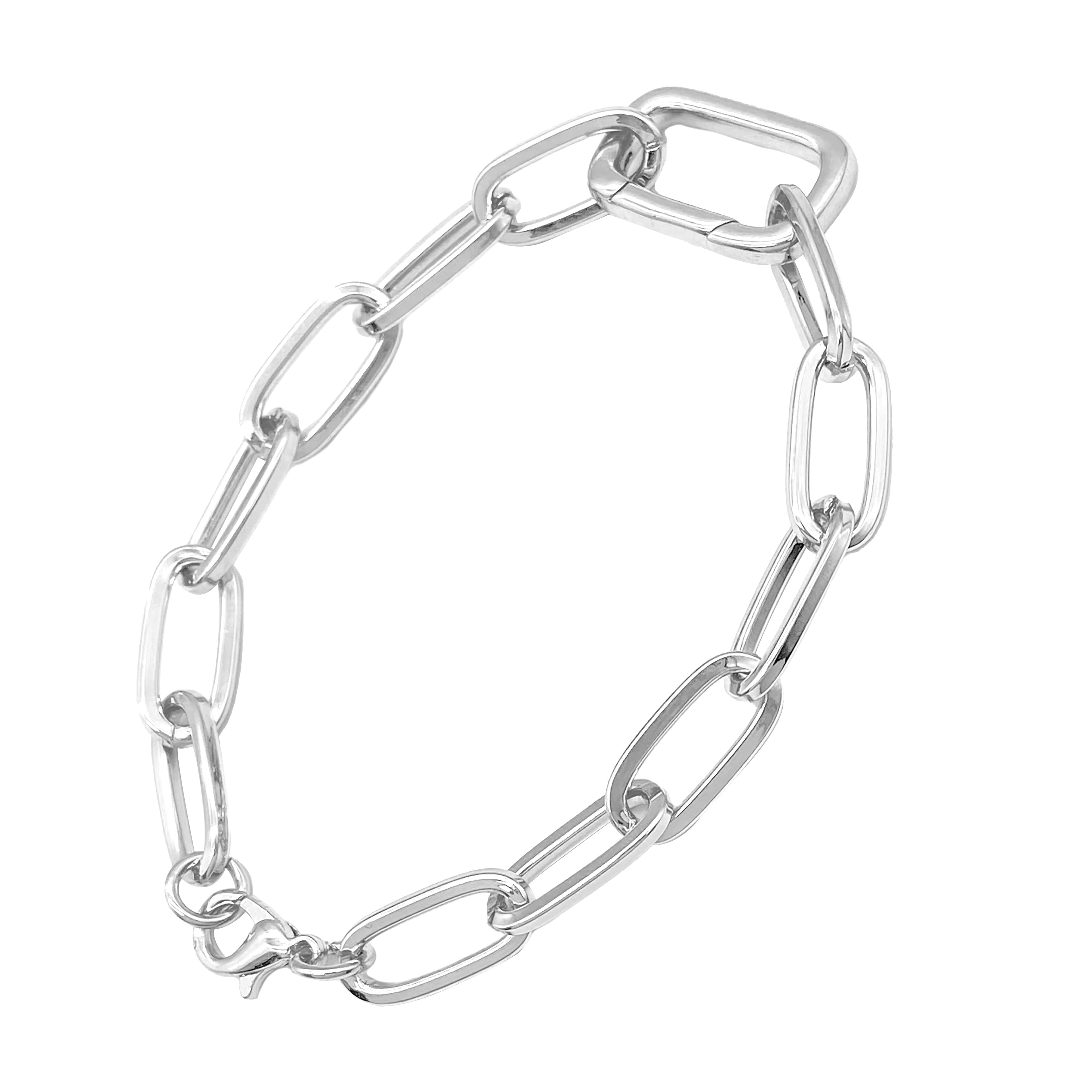 7.1&#x22; Silver Paperclip Link Charm Bracelet by Bead Landing&#x2122;