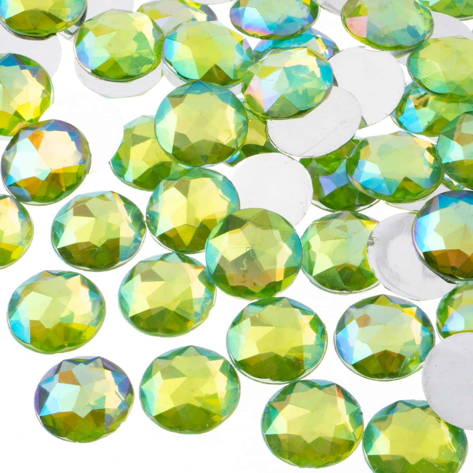 John Bead 16mm AB Acrylic Round Flat Back Rhinestones, 200ct.