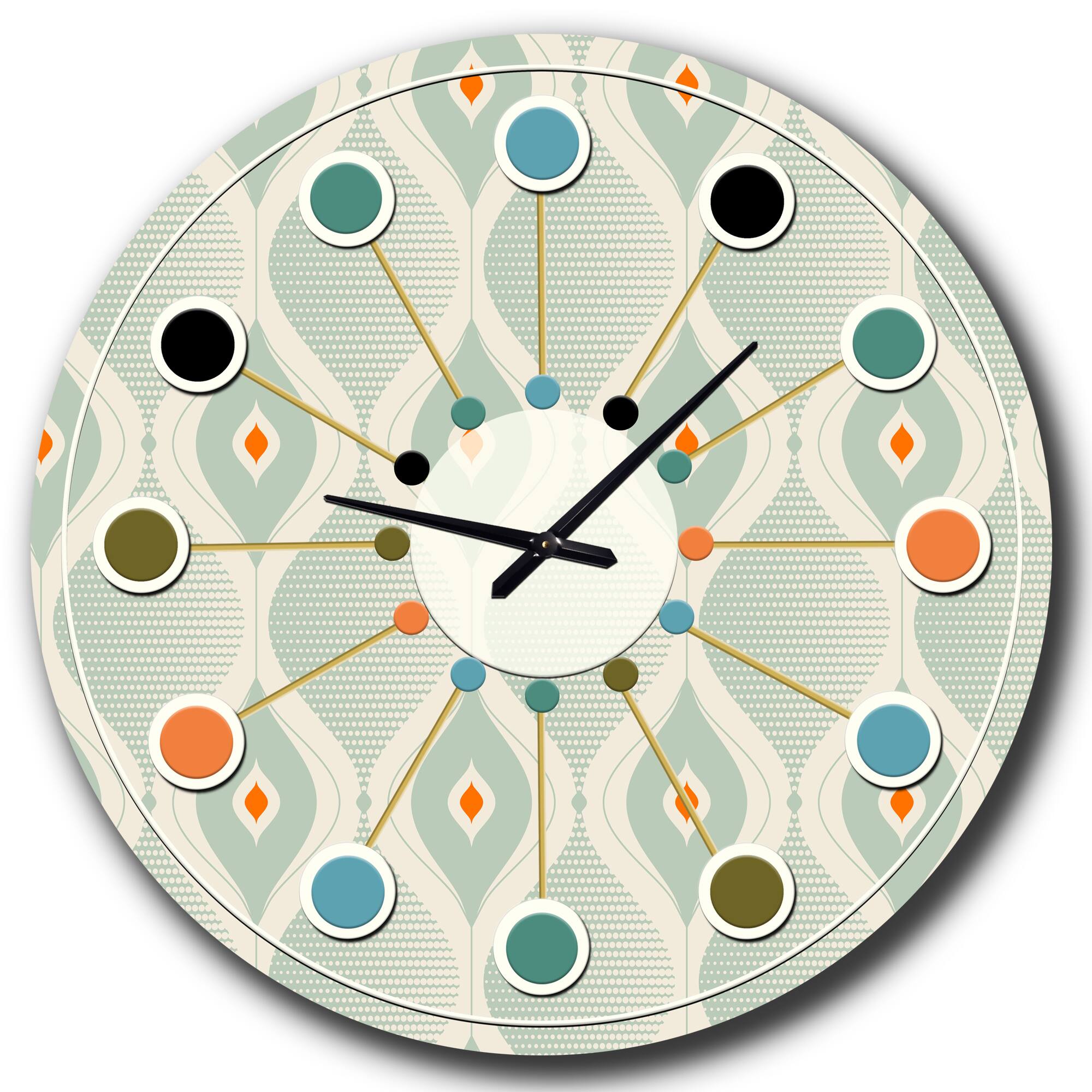 Designart &#x27;Retro Abstract Drops X Mid-Century Modern Wall Clock