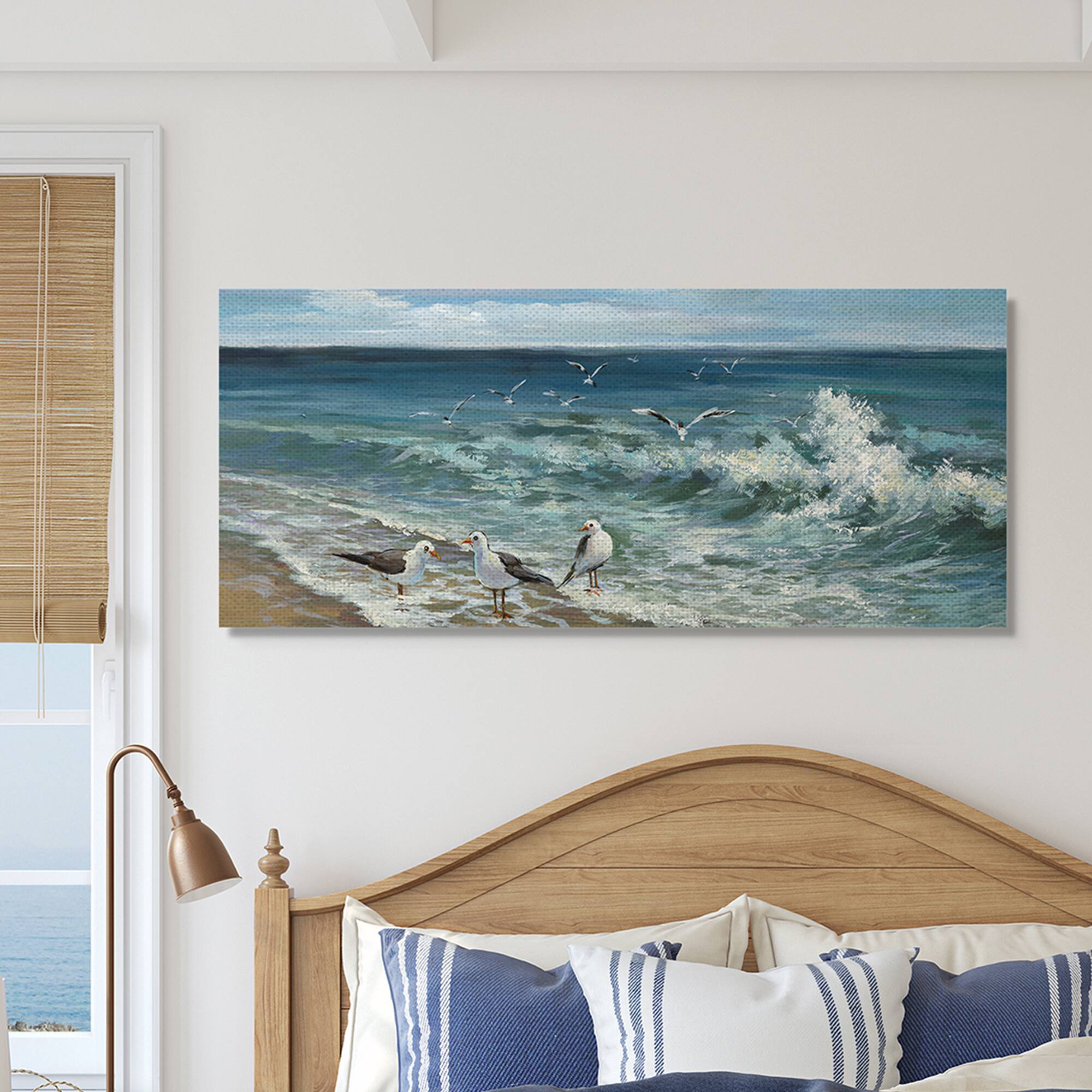 Stupell Industries White Caps on Incoming Tied Beach Seagulls Canvas Wall Art