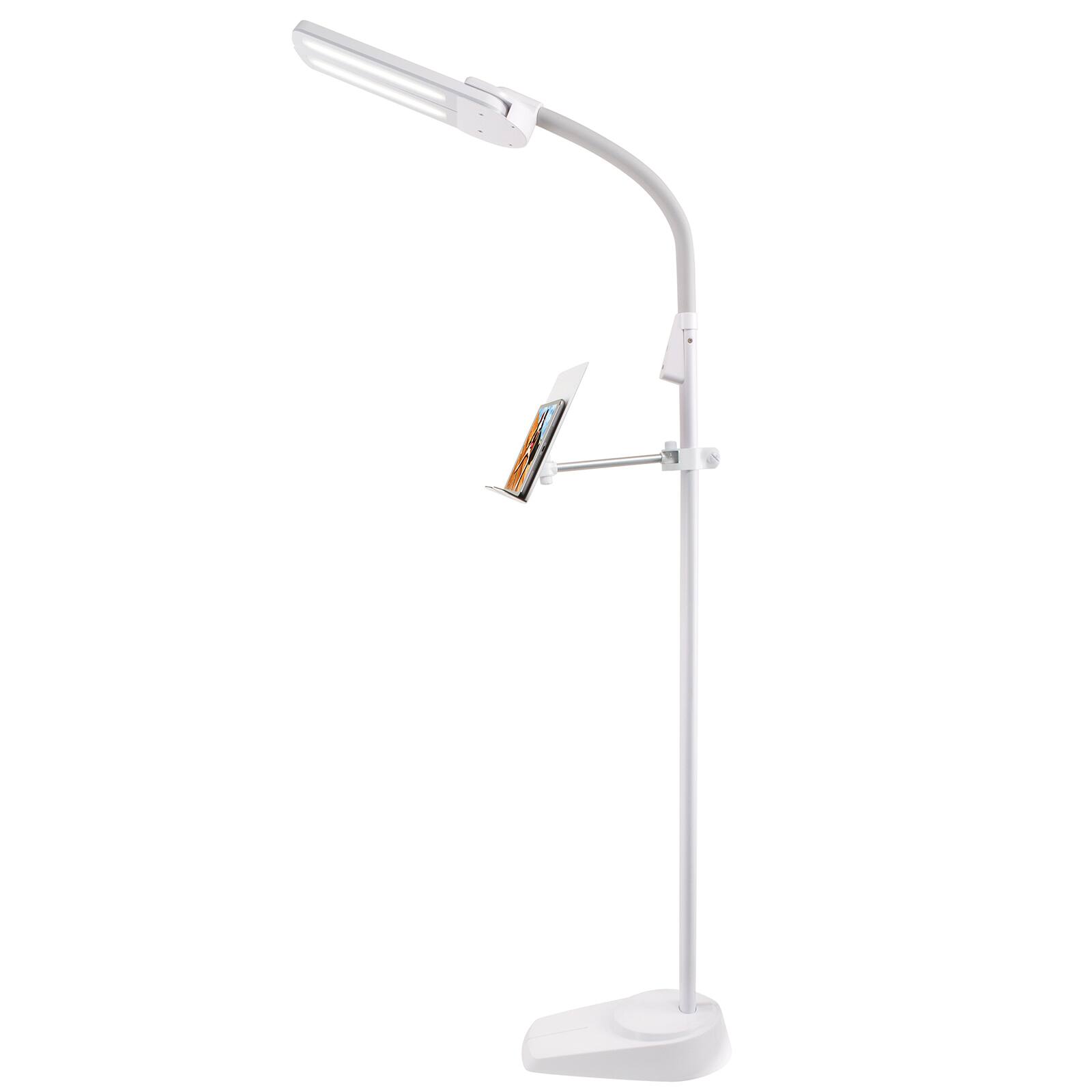OttLite&#xA0;White Dual Shade LED Floor Lamp with USB Charging Station