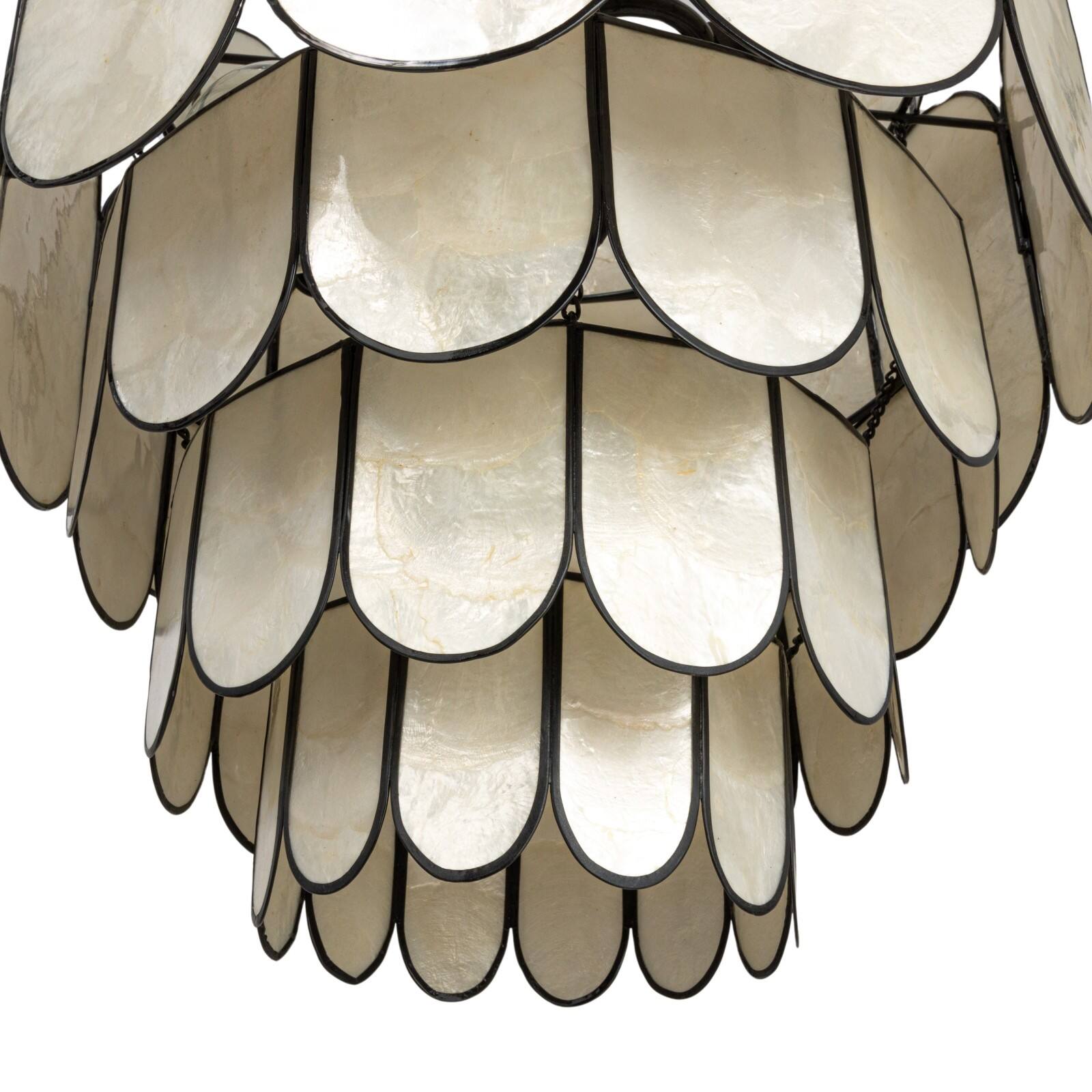 Hello Honey&#xAE; Black Finish Laminated Capiz Tiered Chandelier